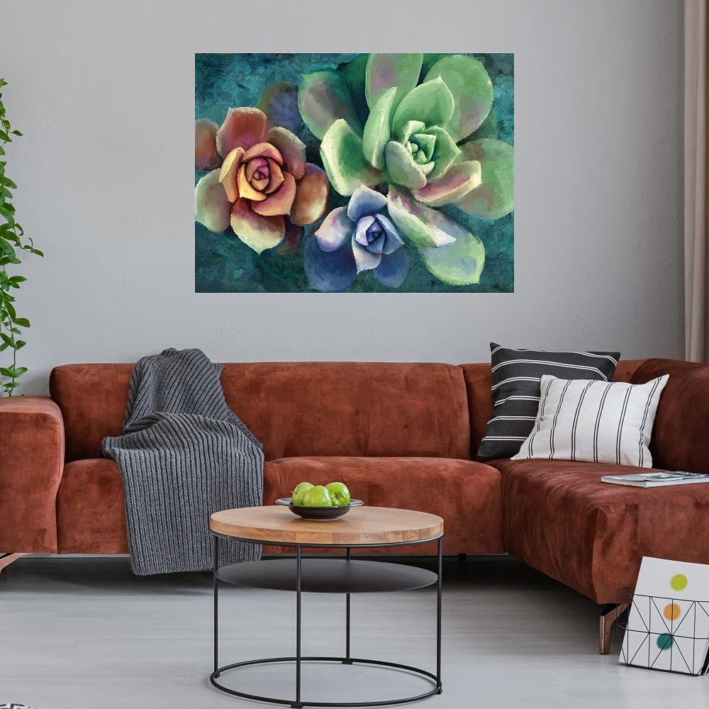 Hand-Painted Gemstone Fine Art Canvas Wall Decor - 43x32 Inch Ready to Hang Painting for Living Room, Bedroom, Office & More - Perfect for Home Decor, Housewarming Gifts & Interior Design