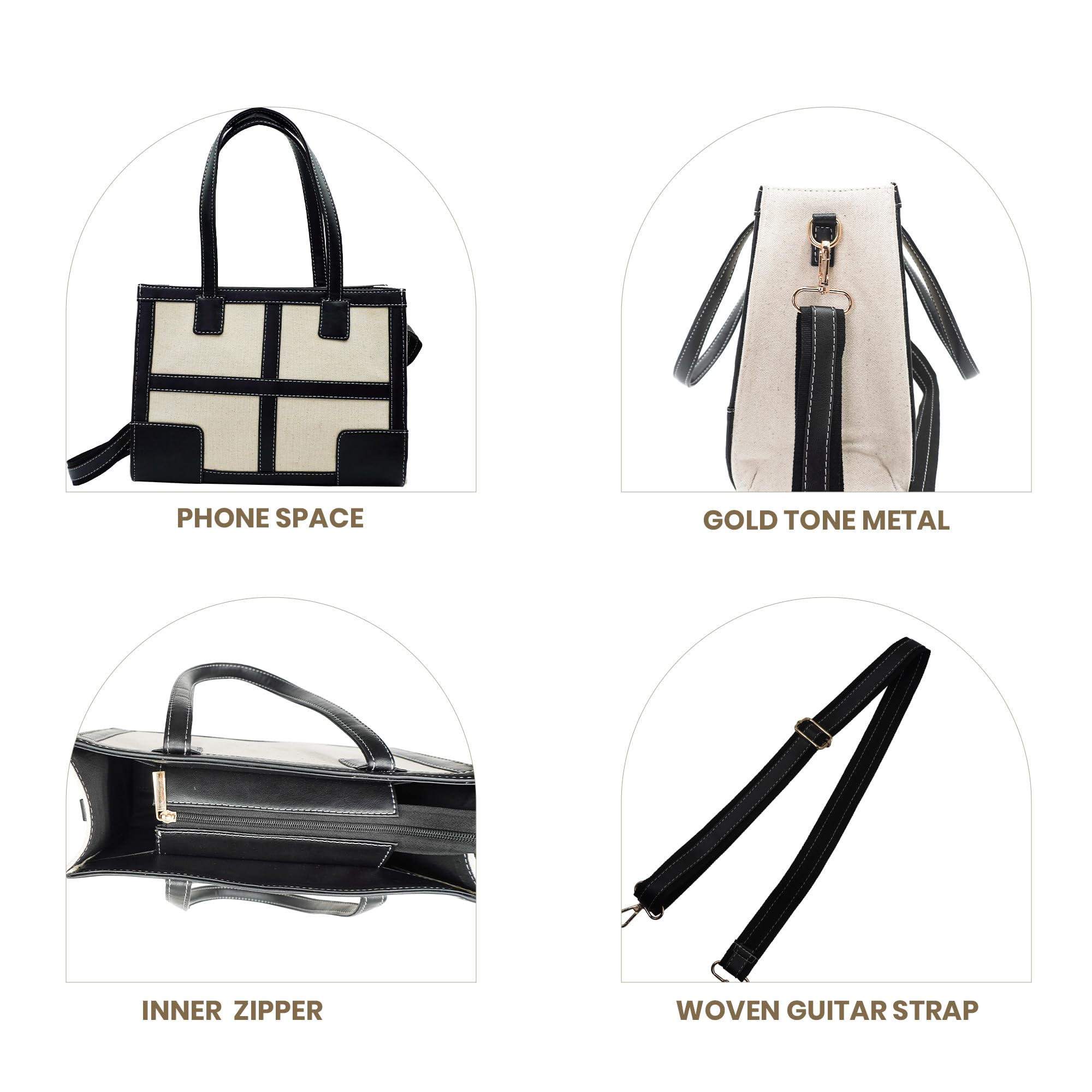 Stylish 12 Inch Canvas Tote Bag with Front Pocket - Women's Work Shoulder Bag for Office, College & Travel | Durable Casual Handbag & Small Briefcase | Perfect for Business, Commuting & Campus Life (0059)
