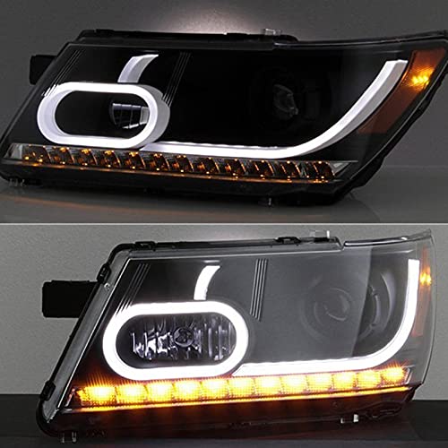 Xtune LED Light Bar DRL Projector Headlights - Black (PRO-JH-DJ09-LBBRL-BK) by Akkon | High-Performance Daytime Running Lights for Trucks, Jeeps & Off-Road Vehicles | Durable Weatherproof Design for Adventure & Night Driving