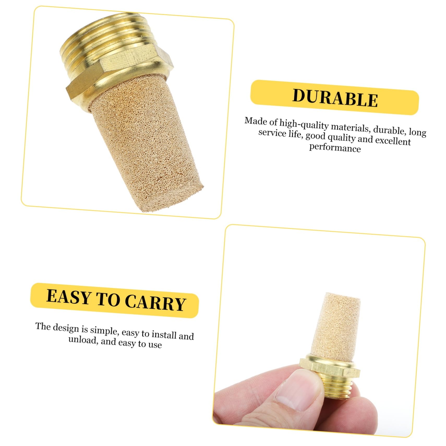 4-Piece Brass Pneumatic Muffler - High Efficiency Noise Reducer for Air Compressor Tools | Perfect for Workshops, Garages & Industrial Use