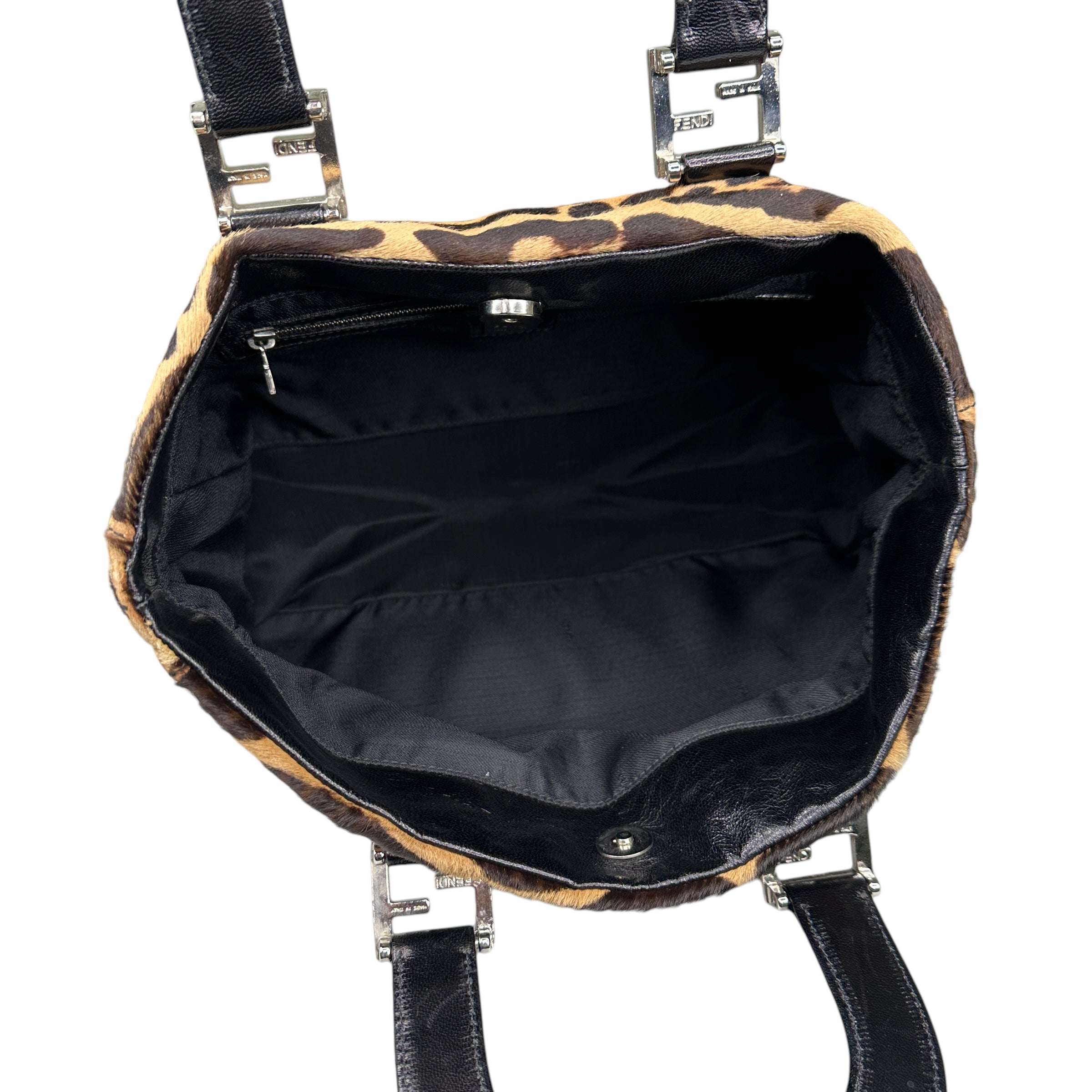 FENDI Calfhair Leopard Print Tote Bag with FF Hardware - Stylish Designer Handbag for Women, Perfect for Work, Travel, and Everyday Use