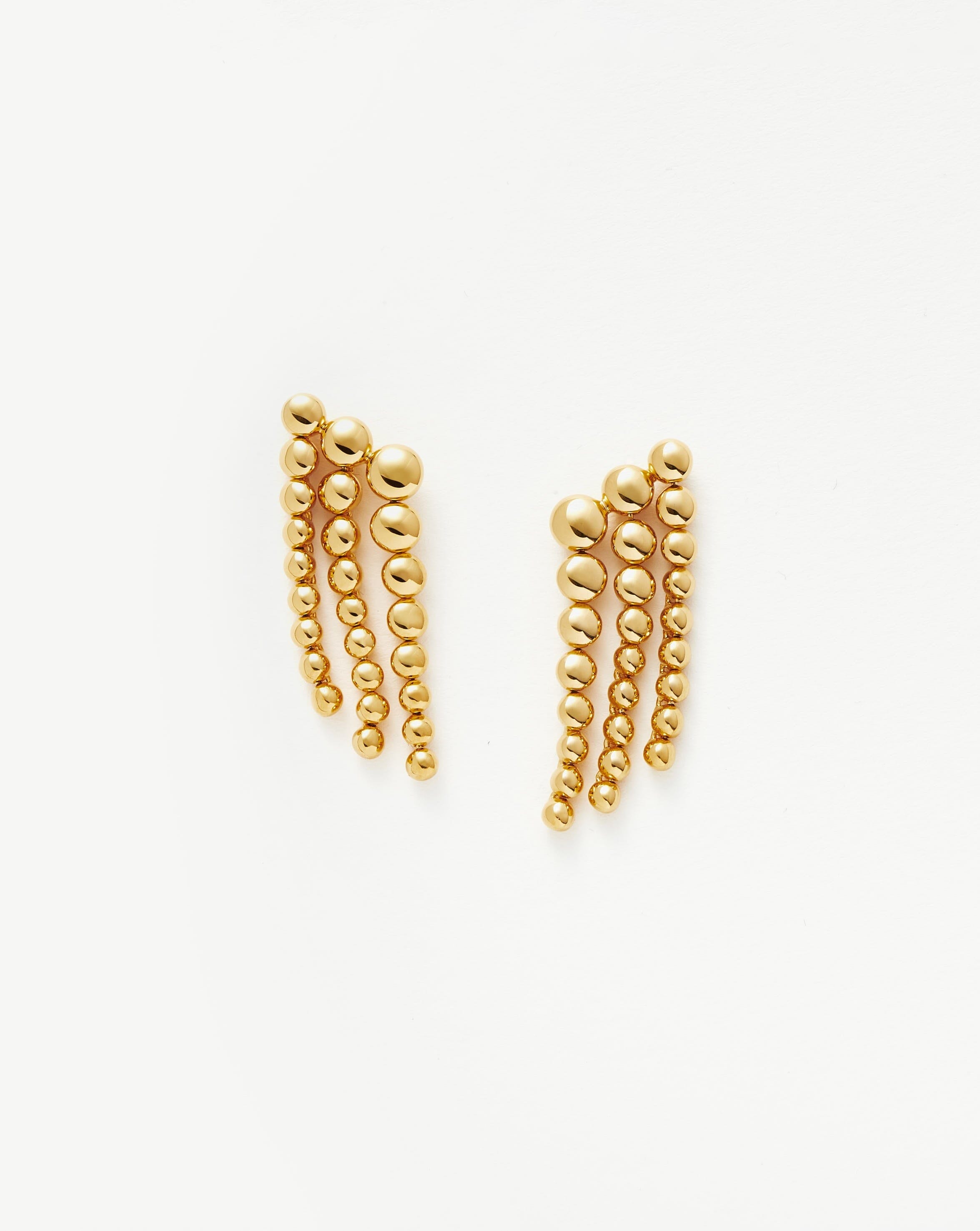 18ct Gold Vermeil Beaded Waterfall Drop Earrings for Women - Elegant Dangling Jewelry for Parties, Weddings & Special Occasions