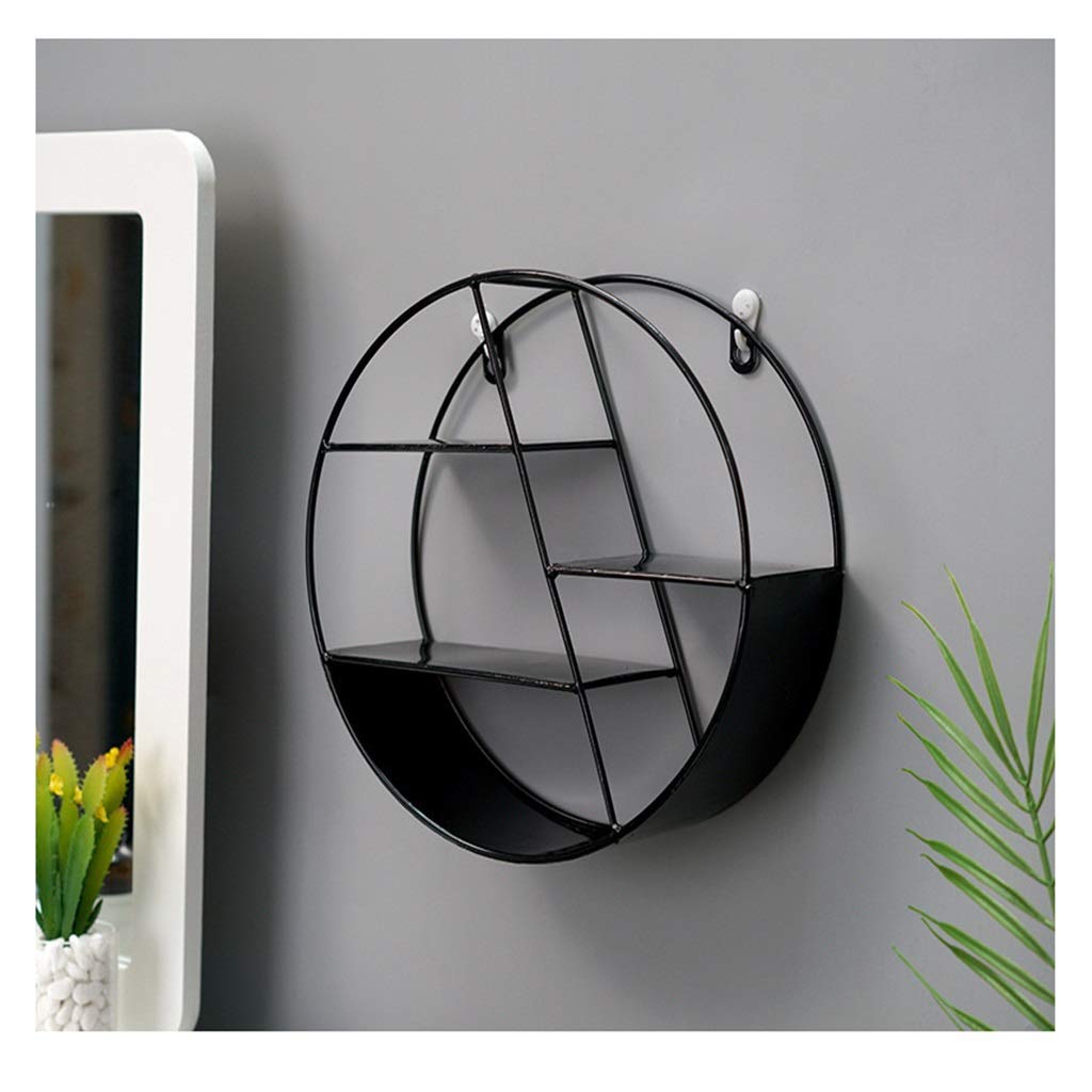 Black Wrought Iron Wall Hanging Storage Basket - Rectangular Bathroom Organizer, Kitchen Spice Rack & Desktop Decorative Shelf for Home, Office, Dorm Room Organization