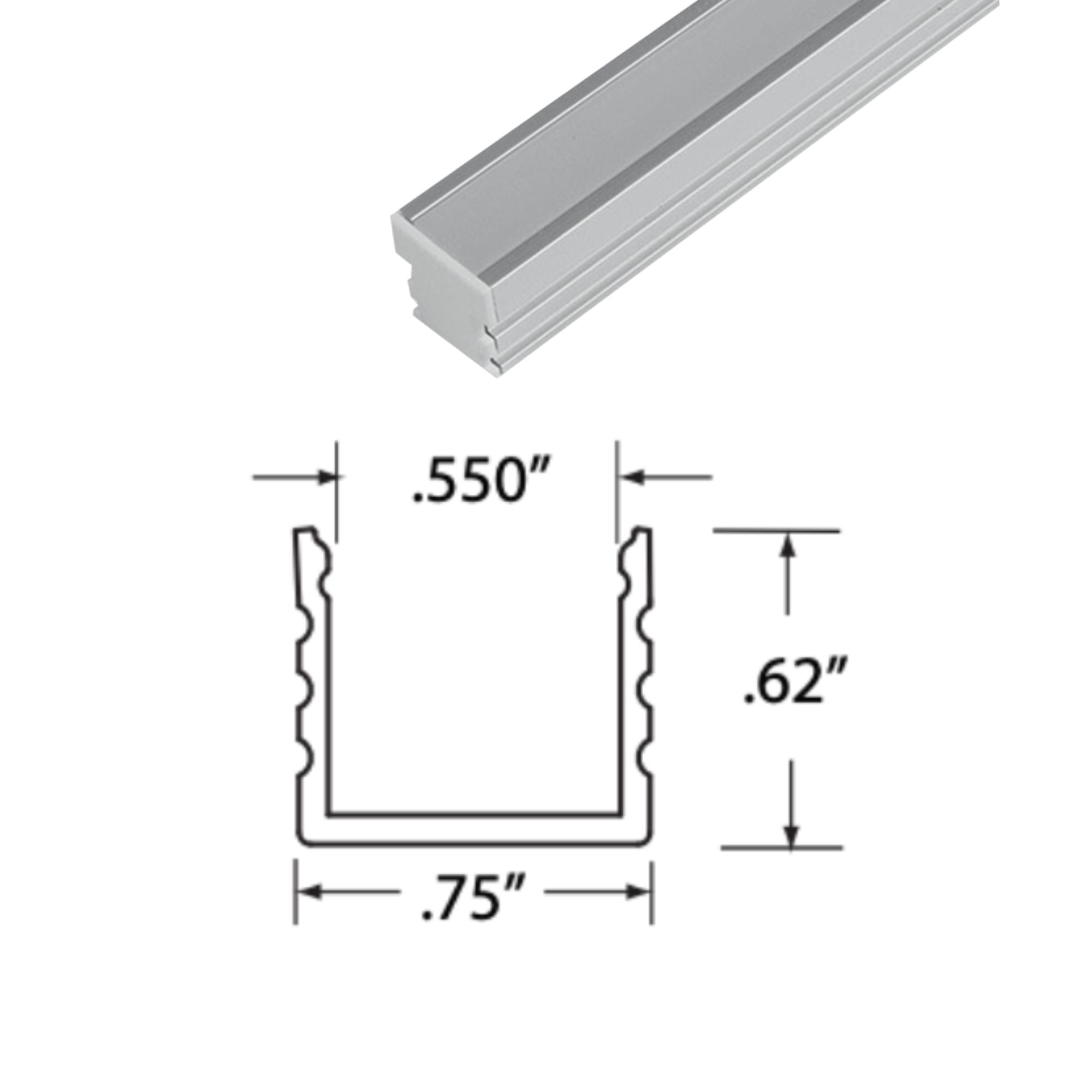4ft Mini Deep Format Aluminum Mounting Channel - Sturdy U-Shaped Track for LED Strip Lights & Signage - Perfect for Home, Office & Retail Display Installations