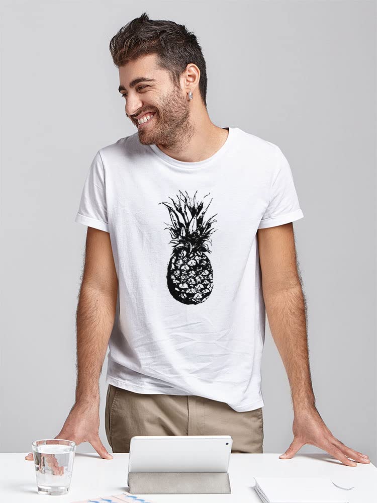 Premium Black Pineapple Print T-Shirt for Men - Soft Cotton Casual Tee for Summer, Beach, and Streetwear Fashion
