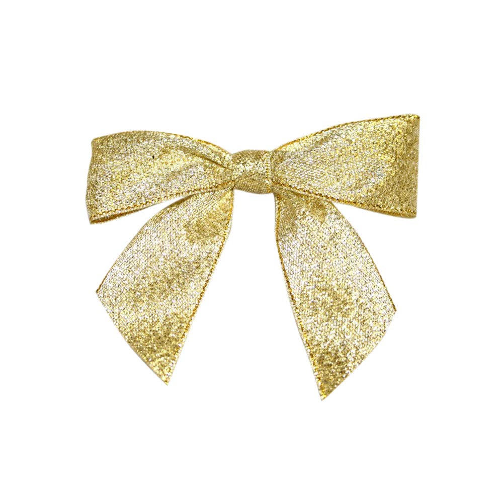 Reliant Metallic Shimmer Twist Tie Bows - 7/8 Inch Gold Ribbon Bows (100 Pack) for Gift Wrapping, Party Decorations & DIY Crafts