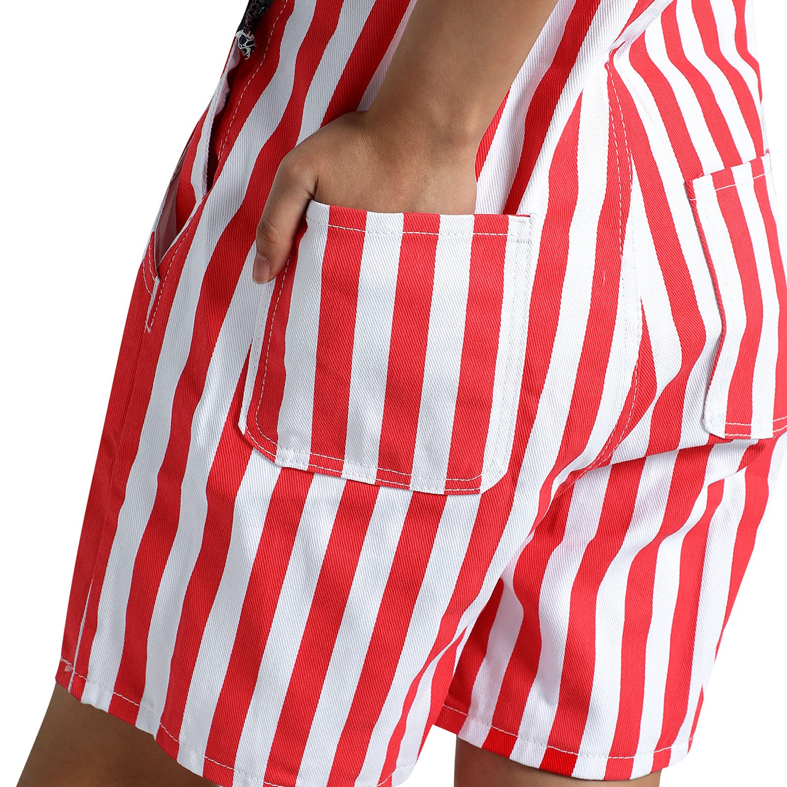 American Flag Denim Overalls Bib Shorts - Adjustable Strap Jumpsuit for Men & Women | Casual Workwear, Summer Outfits, Patriotic Style