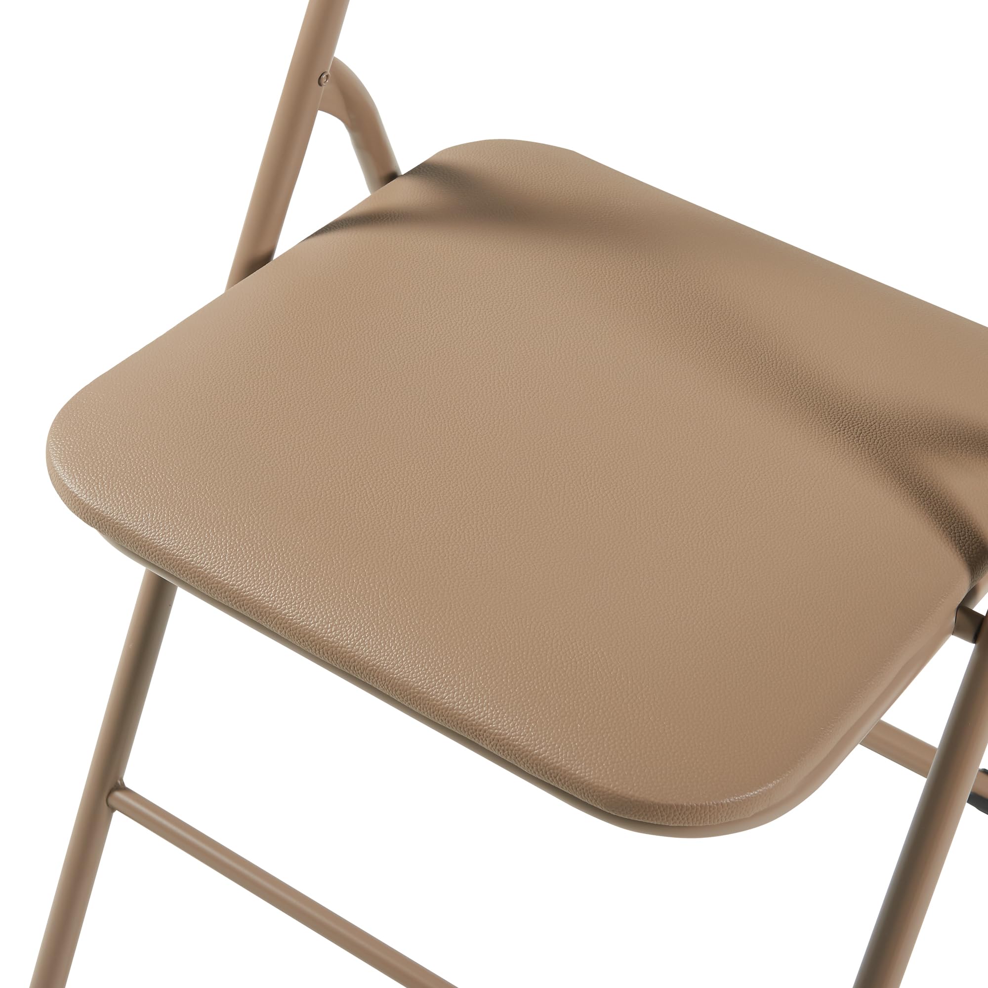 Panana Folding Chairs with Padded Seat & Back Support - Heavy Duty Metal Frame Indoor Outdoor Chairs for Home, Office, Patio, Camping & Events (Khaki, 4 Pack) - Perfect for Parties, BBQs & Extra Seating