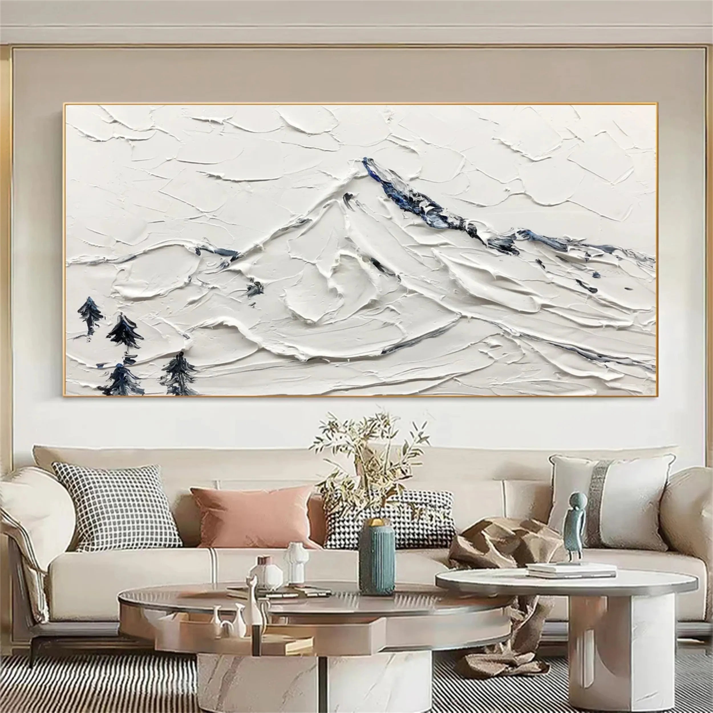 White Minimalist Textured Painting Canvas #MM236 - Modern Abstract Wall Art for Living Room, Bedroom & Office Decor