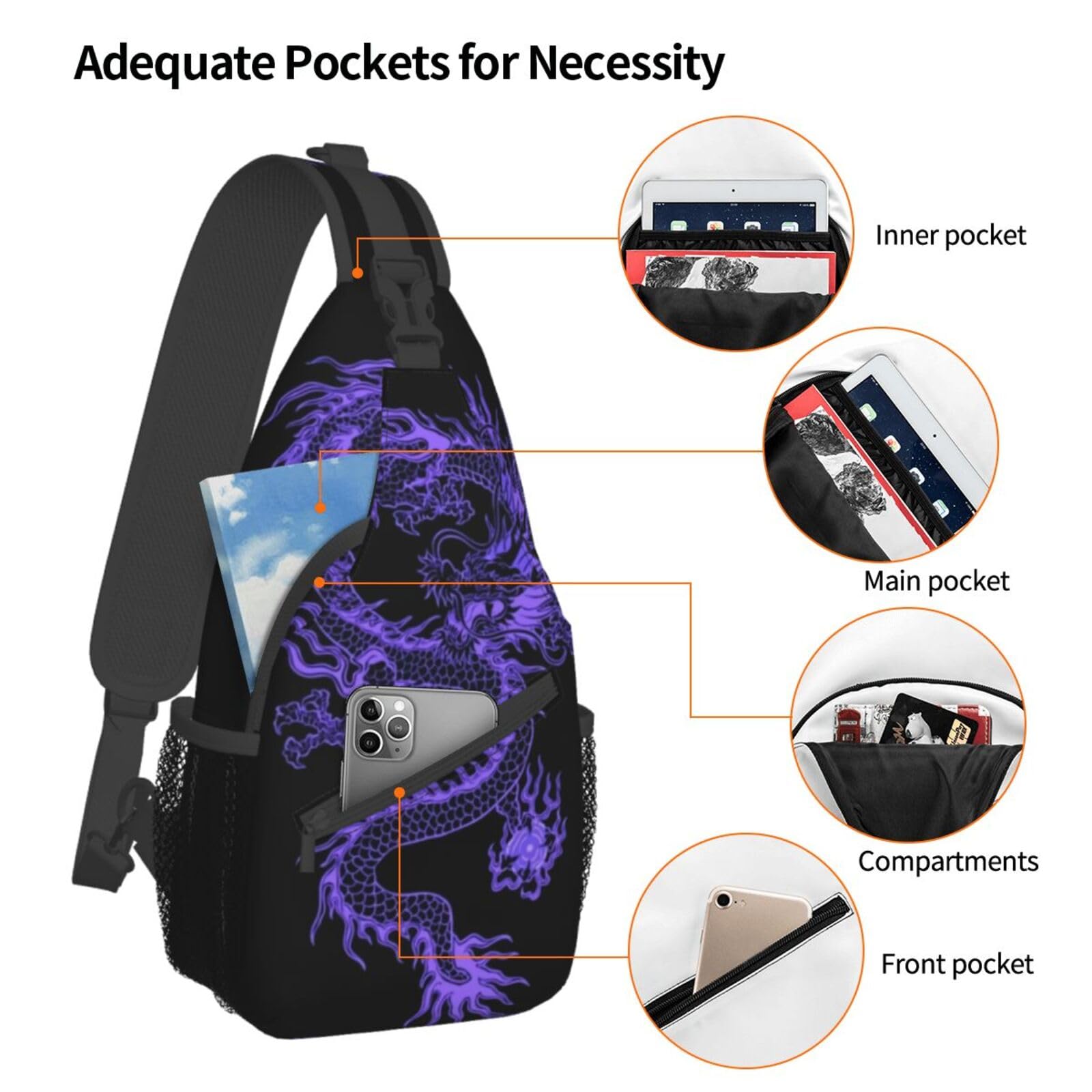 Stylish Red Dragon Print Casual Daypack - Lightweight Crossbody Shoulder Bag for Men & Women - Perfect for Travel, Hiking, School & Daily Use