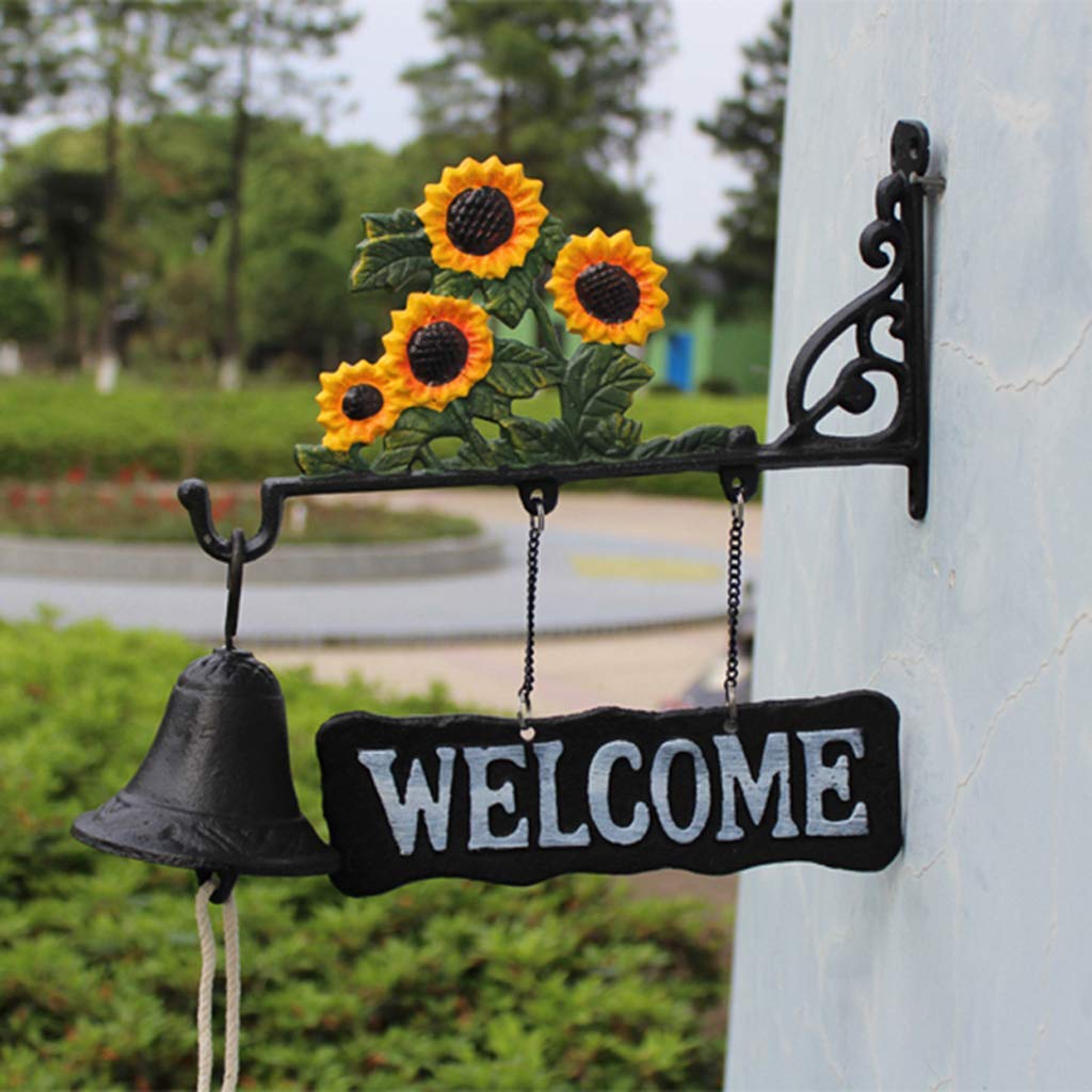 Vintage Cast Iron Manual Doorbell - Hand-Operated Garden Doorbell, Retro Wrought Iron Villa Door Chime for Home & Outdoor Use (Perfect for Farmhouse, Cottage, Garden Gate Entrance)
