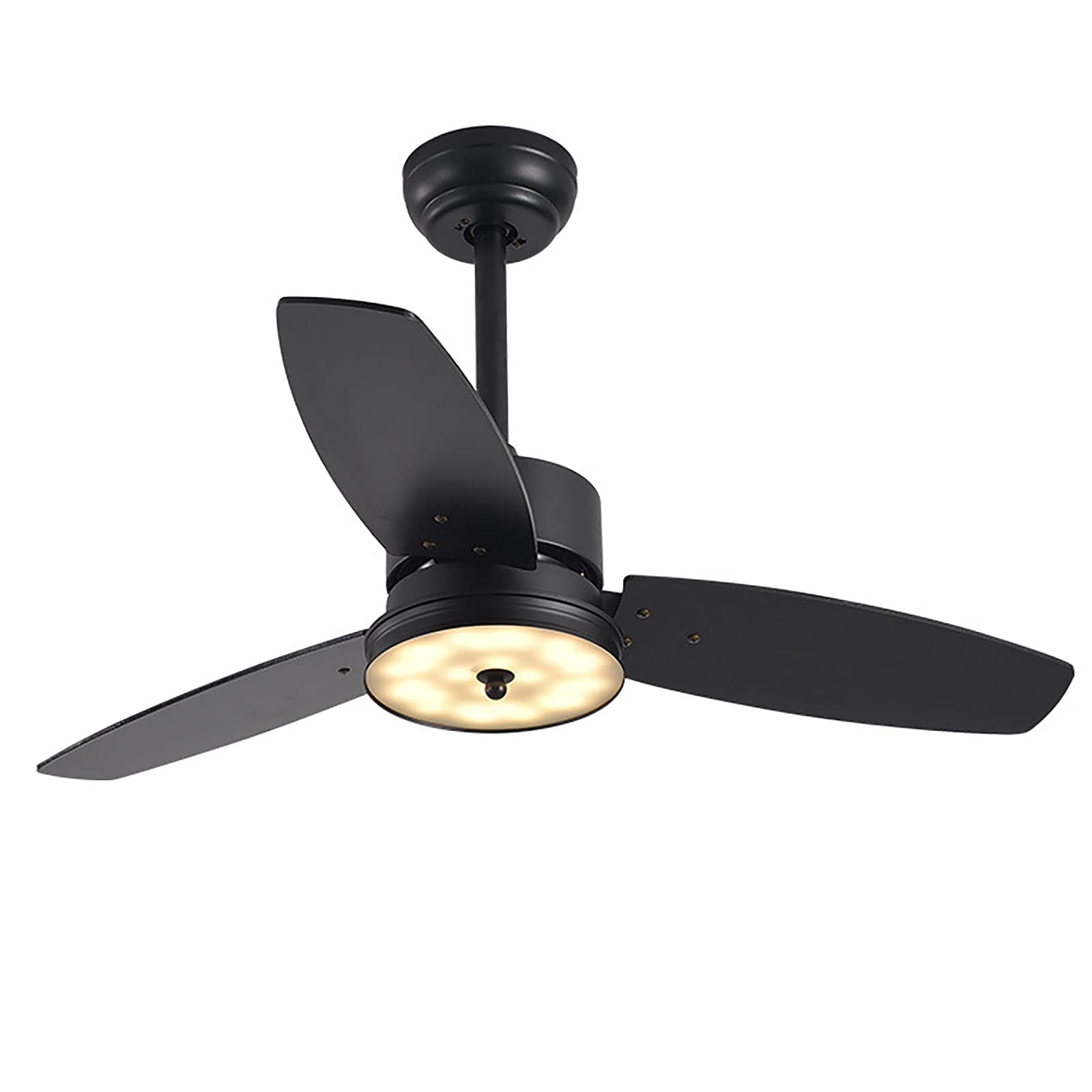 YIYIBYUS 40 Inch Black Wooden Blade LED Ceiling Fan with Remote Control & 3 Color Changing Bowl Light Kit - Perfect for Bedroom, Living Room, and Outdoor Patio