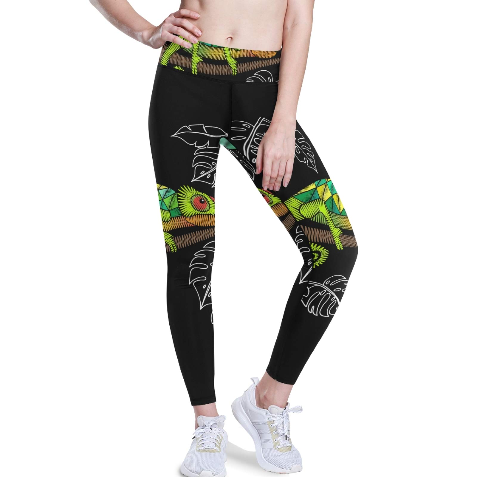 Green Chameleon Yoga Pants - High Waist Tummy Control Leggings with Pockets for Workout & Running