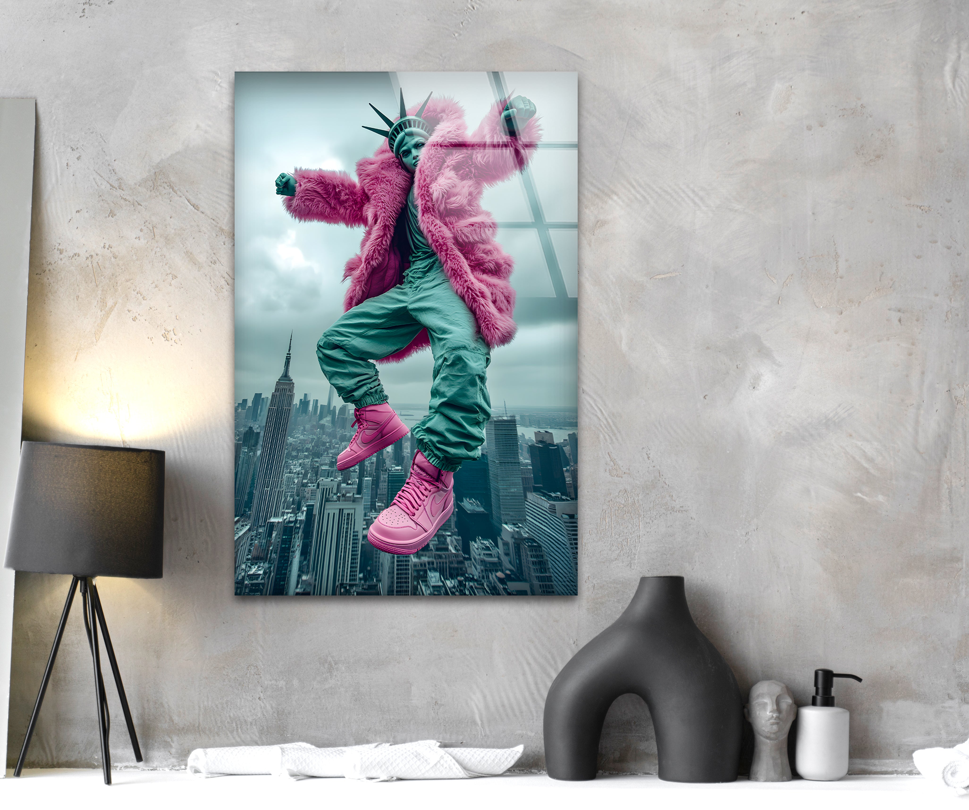 Modern Glass Wall Art - Handcrafted Abstract Design for Home & Office Decor | Perfect for Living Room, Bedroom, or Workspace