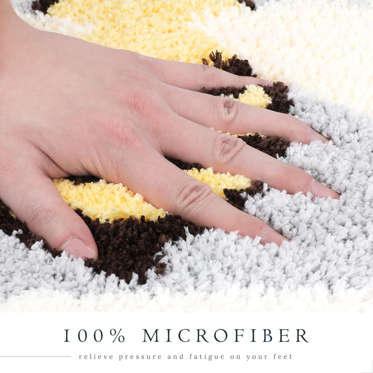 Extra Soft Absorbent Bath Rug - Non-Slip Comfortable Bathroom Mat for Tub & Shower, Machine Washable 16x24 Inch Cute Bee Design - Perfect for Bathroom Safety and Cozy Home Decor