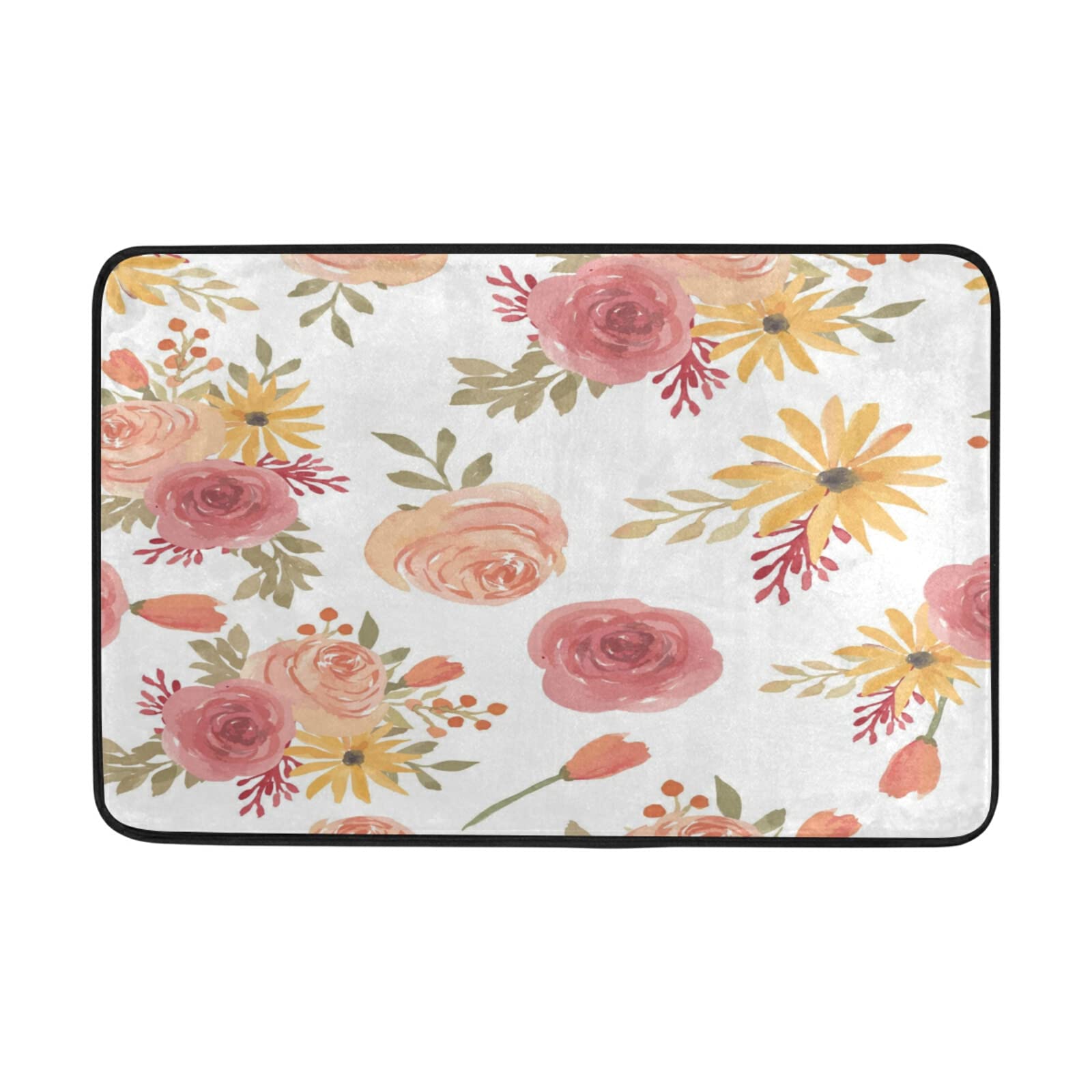 Xigua 16x24 Inch Non-Slip Flower Pattern Bath Rug - Ultra Absorbent, Soft & Comfortable Bath Mat for Bathroom, Kitchen, Bedroom - Perfect for Bathroom Floors, Shower Exit, and Entrance Doormat