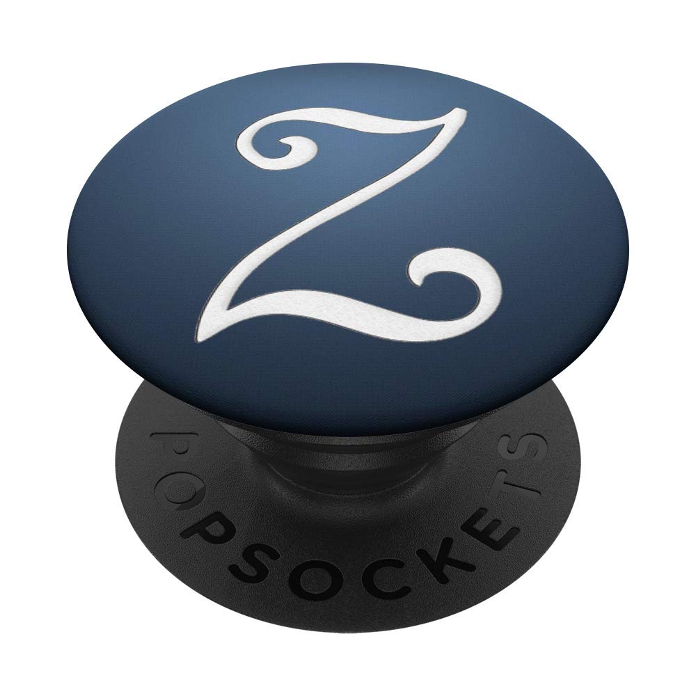 Silver White Initial Letter Z Phone Grip - Navy Blue Swappable PopGrip for Secure Phone Handling, Perfect for Selfies, Video Calls, and On-the-Go Convenience