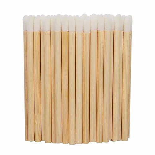 50Pcs Disposable Lip Brushes - Wooden Lipstick & Lip Gloss Wand Applicators - Makeup Beauty Tools for Women & Girls - Perfect for Home, Salon & Travel Makeup Kits