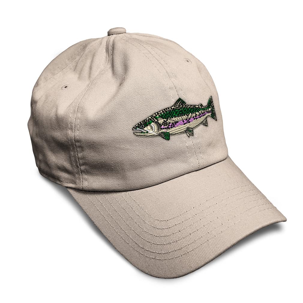 Soft Cotton Baseball Cap with Rainbow Trout Embroidery - Ocean & Salmon Design Unisex Dad Hat for Men & Women | Perfect for Fishing, Outdoor Adventures & Casual Wear