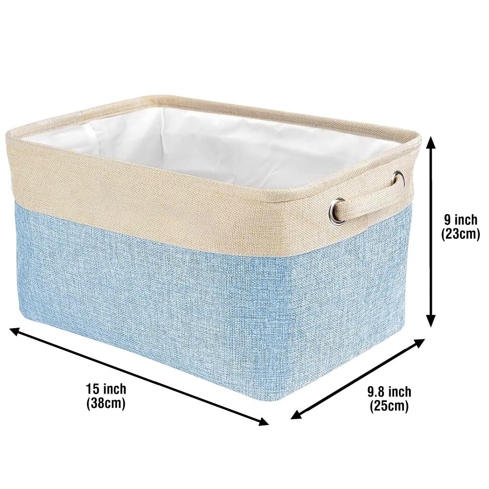 Foldable Storage Basket with Cute Husky Design - Collapsible Fabric Bin with Handles for Pet Toys, Home Organization, Closet & Shelf Storage - Blue and White - Perfect for Nursery, Playroom & Laundry Room