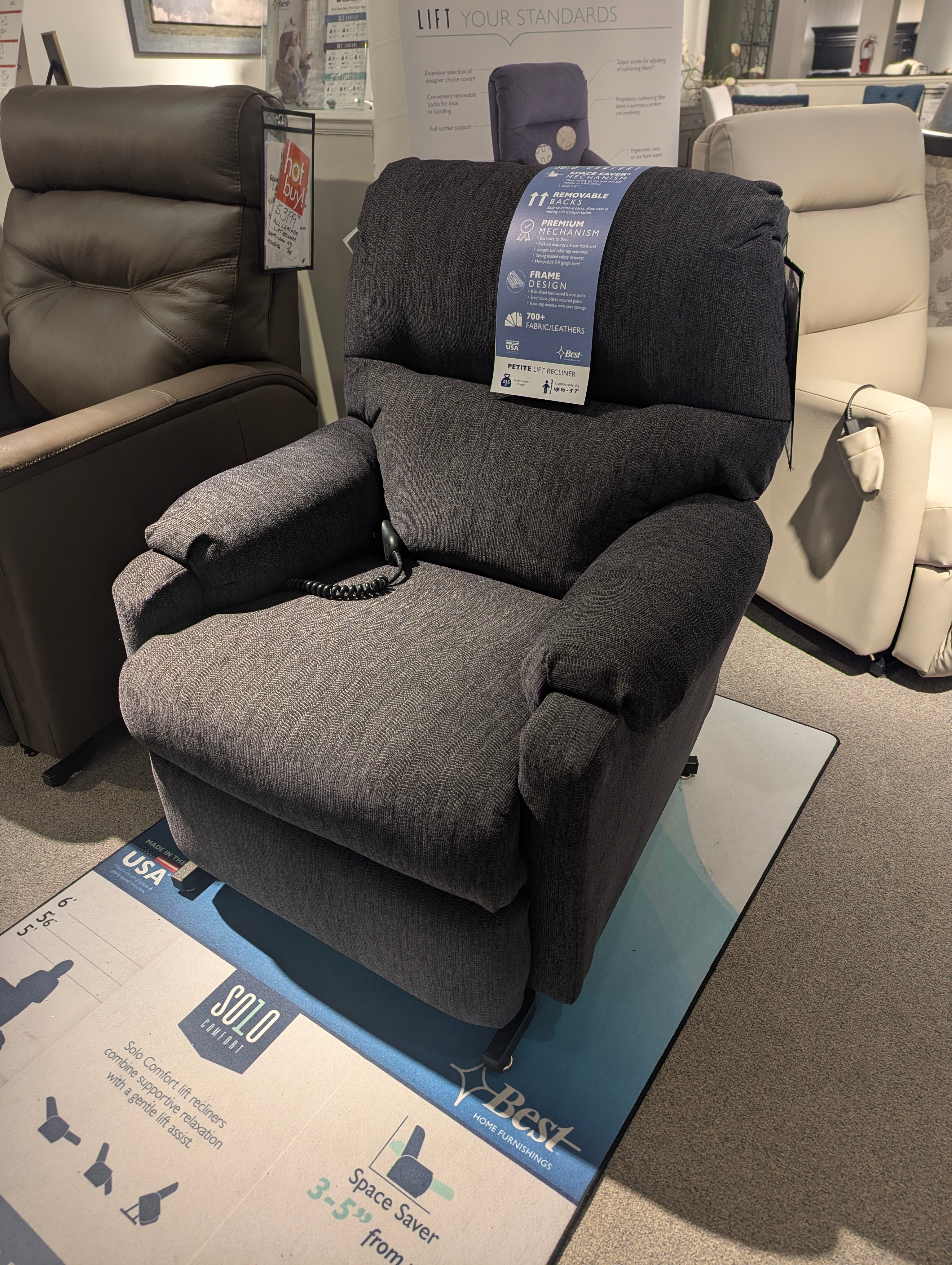 Canadian Made Power Lift Recliner Chair - Small Scale Electric Recliner for Elderly & Mobility Assistance - Perfect for Living Rooms, Bedrooms & Recovery Spaces