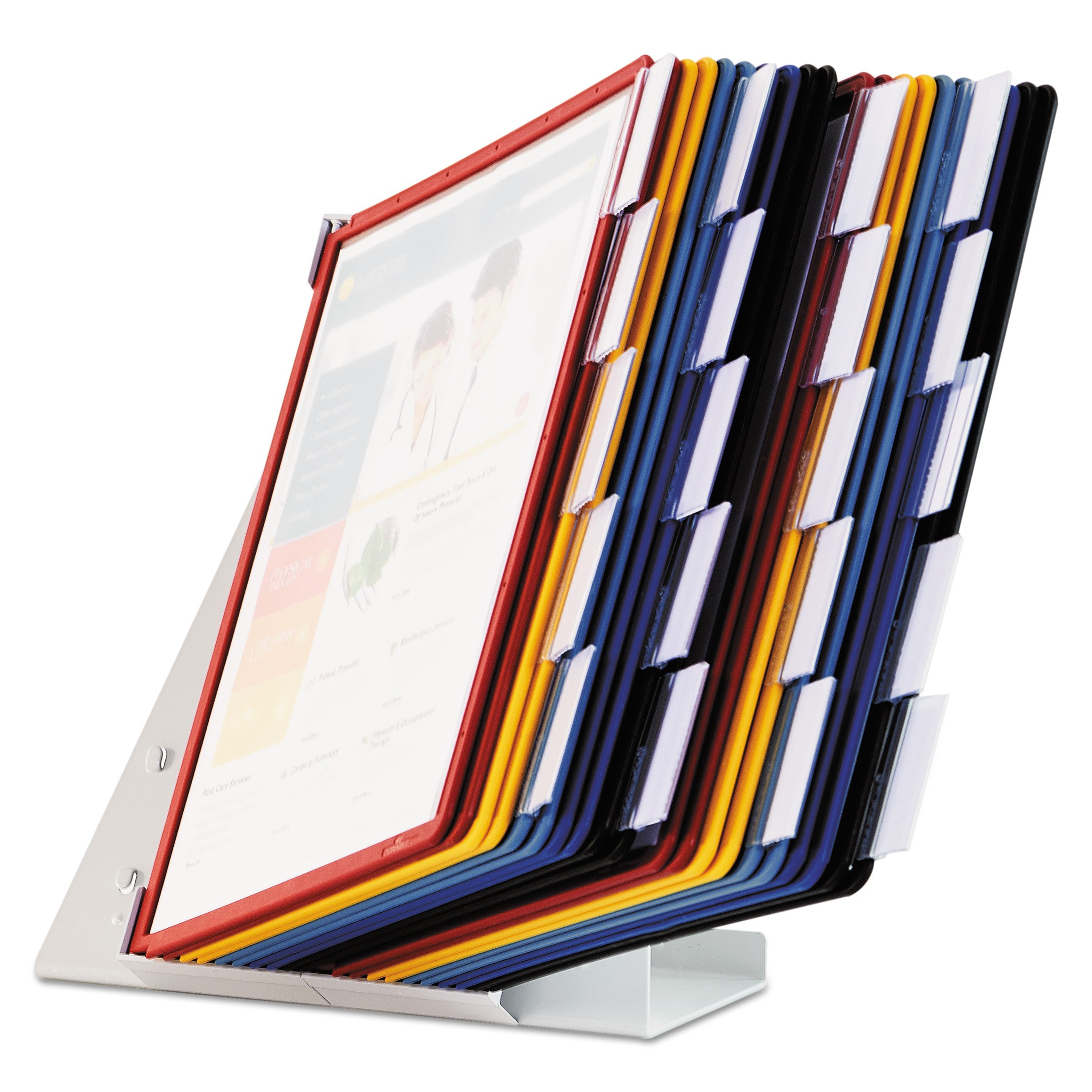 Durable Vario Reference Desktop System - 20 Panels with Assorted Borders | Perfect for Office Organization & Home Study Setup