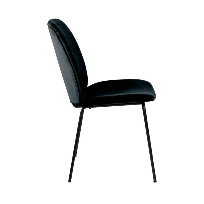 ADELIA Modern Dining Chair - Black Velvet Upholstered Seat - Comfortable Kitchen & Dining Room Furniture for Home Decor