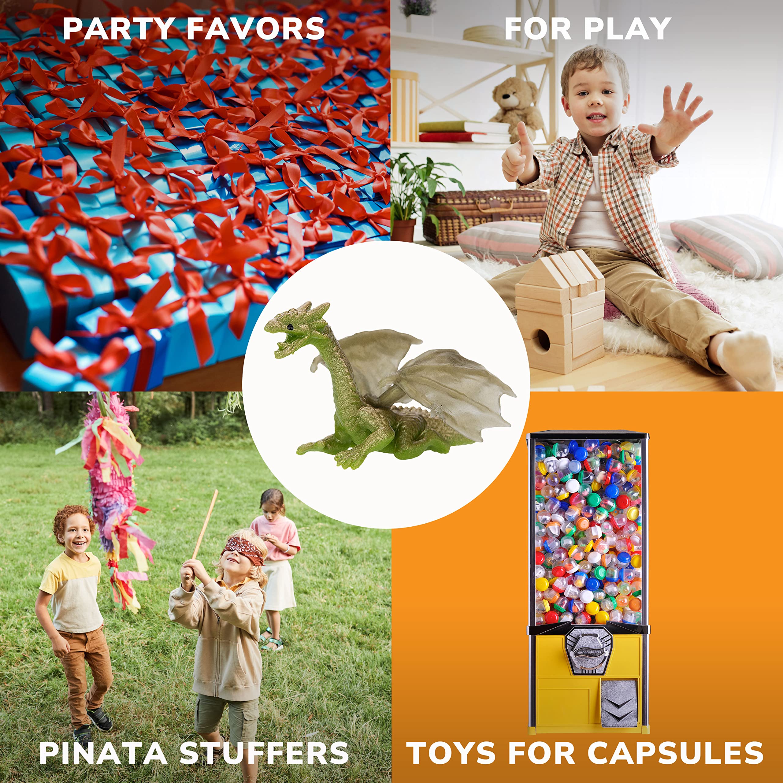 24 Pcs Dragon Playset - Bulk Dragon Figurines for Kids Party Favors, Classroom Prizes & Easter Gifts | Pinata Stuffers, Goodie Bag Supplies | Perfect for Birthday Parties, School Rewards & Holiday Celebrations