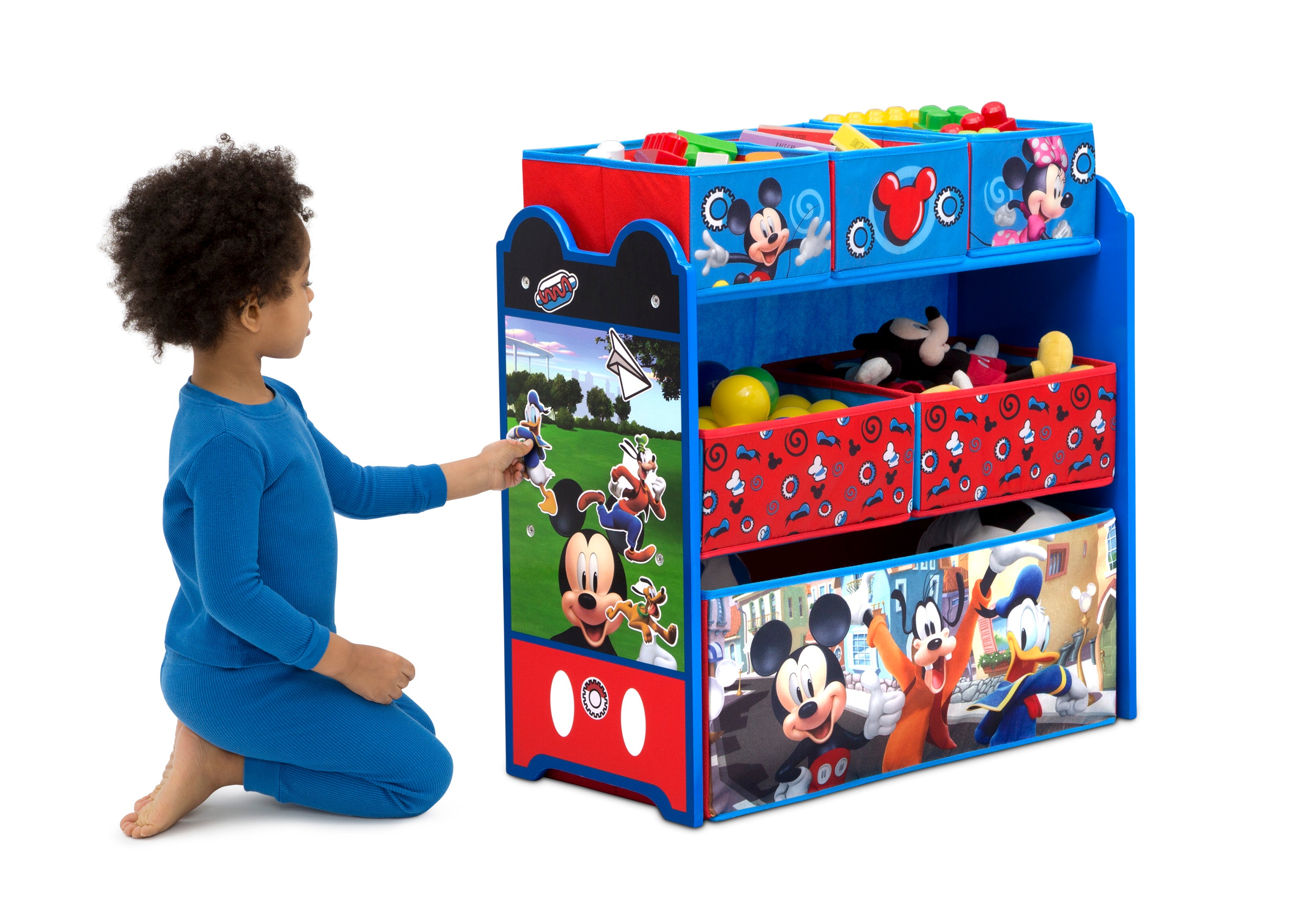 Mickey Mouse 6 Bin Toy Organizer with Storage Baskets - Kids Room Organization for Toys, Books & Crafts - Perfect for Playrooms, Bedrooms & Daycare Centers