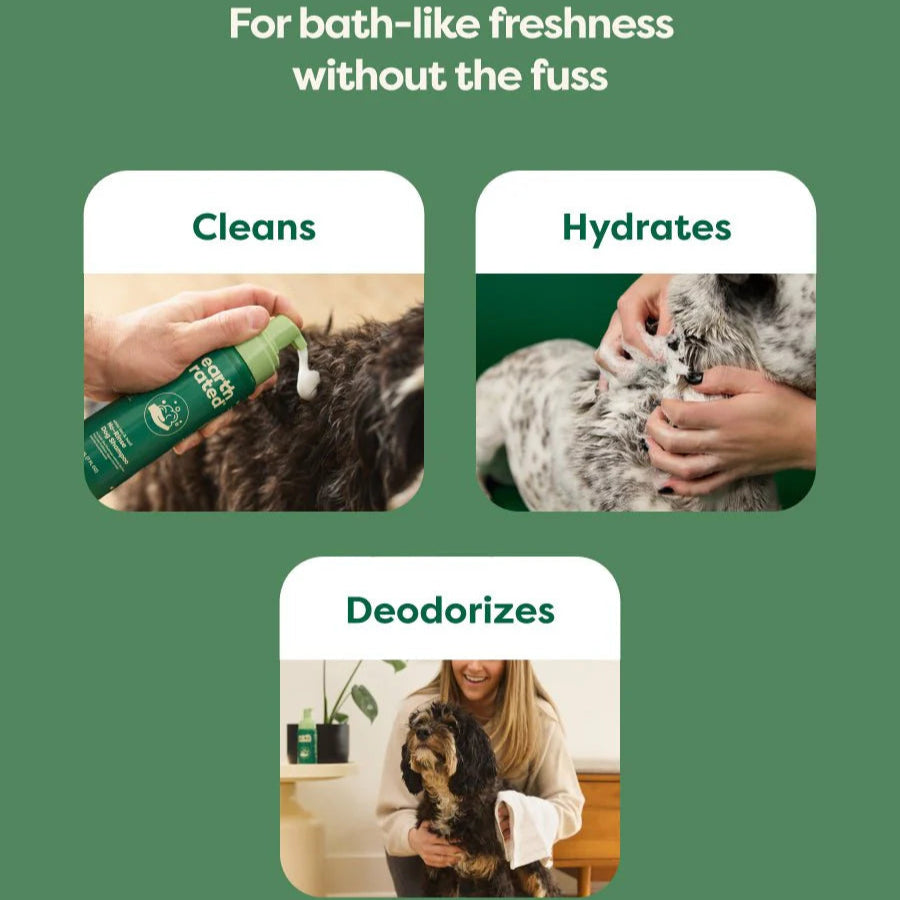Earth Rated No Rinse Shampoo for Dogs - Waterless Pet Shampoo for Quick Cleaning Between Baths | Perfect for Travel, Camping & Post-Adventure Grooming