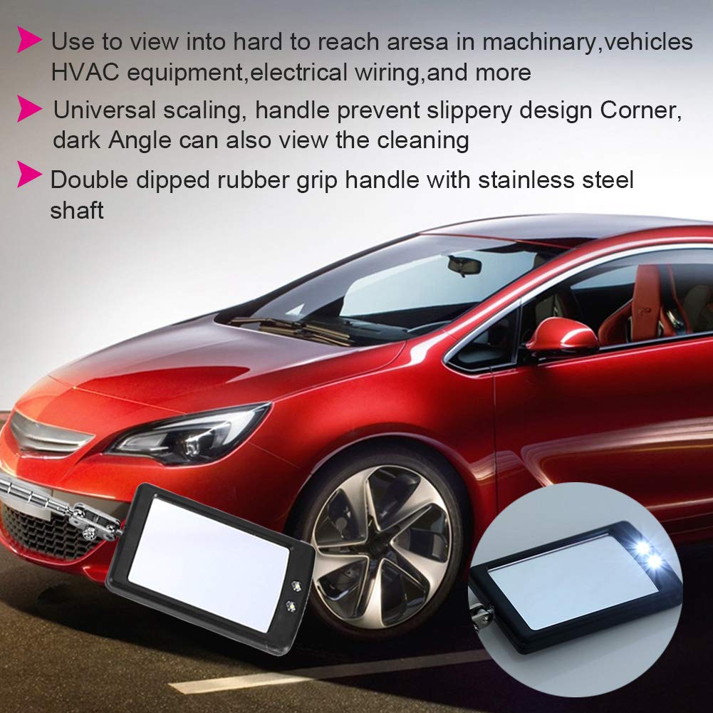 LED Inspection Mirror for Cars - Telescoping Vehicle Inspection Mirror with Light, Perfect for Mechanics & Auto Repair (Ideal for Engine, Undercarriage & Hard-to-Reach Areas)