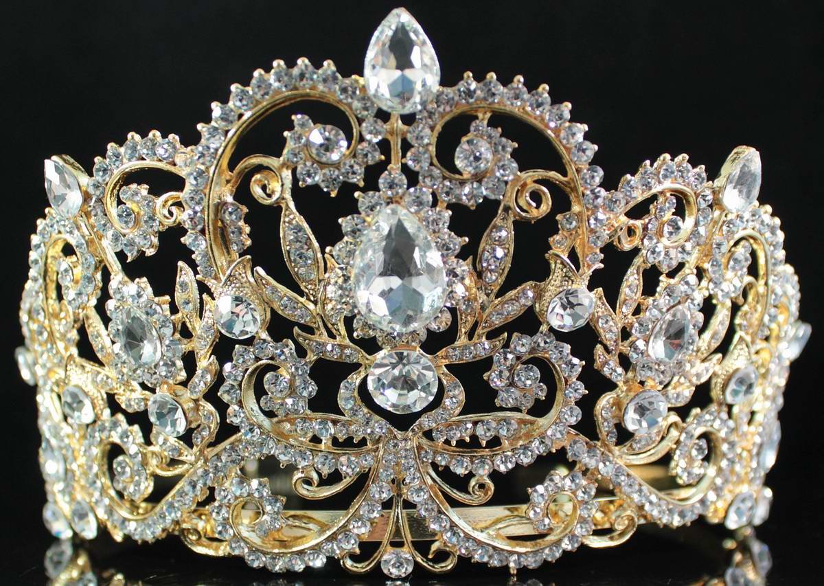 Victorian Clear White Austrian Rhinestone Crystal Tiara Crown with Hair Combs - Elegant Princess Queen Headband for Weddings, Prom, Pageants, Beauty Contests & Birthday Parties (T1505)