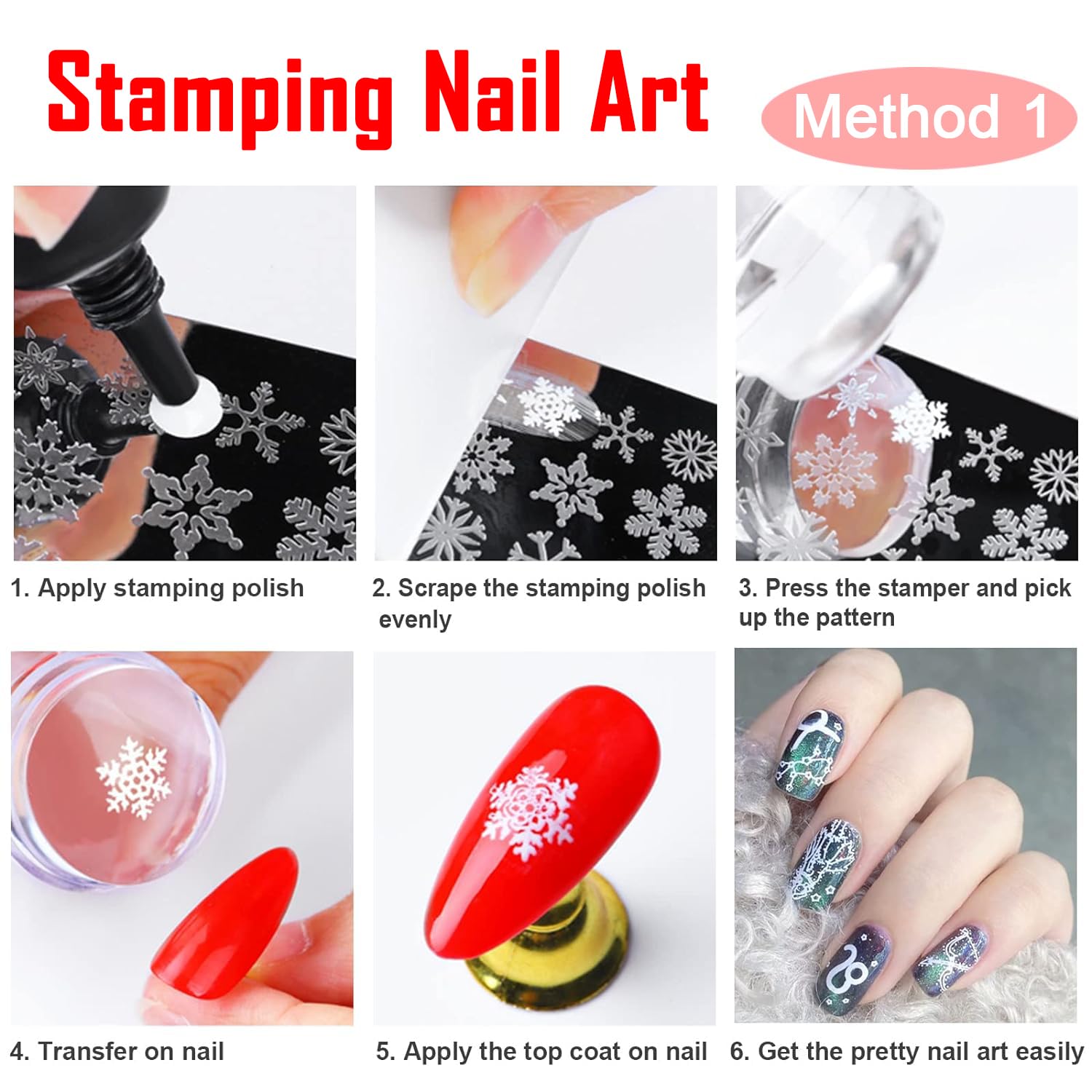 5-Piece Nail Stamp Kit with Stamper, Scraper & Floral Lace Stamping Plates - French Tip Nail Art Tools & Stencils for DIY Manicures - Perfect for Home Salon, Party Nail Designs & Professional Nail Art
