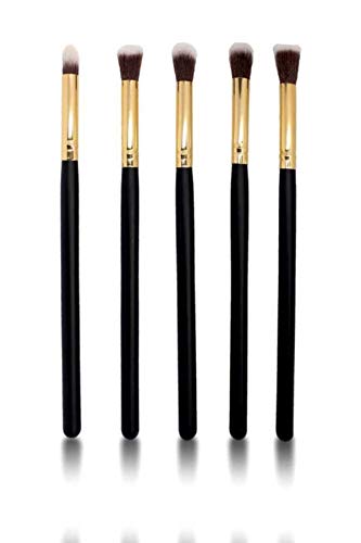 MUGGO 5-Piece Professional Makeup Brush Set - Eye & Face Foundation Powder Contour Concealer Blush Cosmetic Brushes with Travel Pouch (Black) | Perfect for Makeup Artists, Beginners & Travel Beauty Essentials
