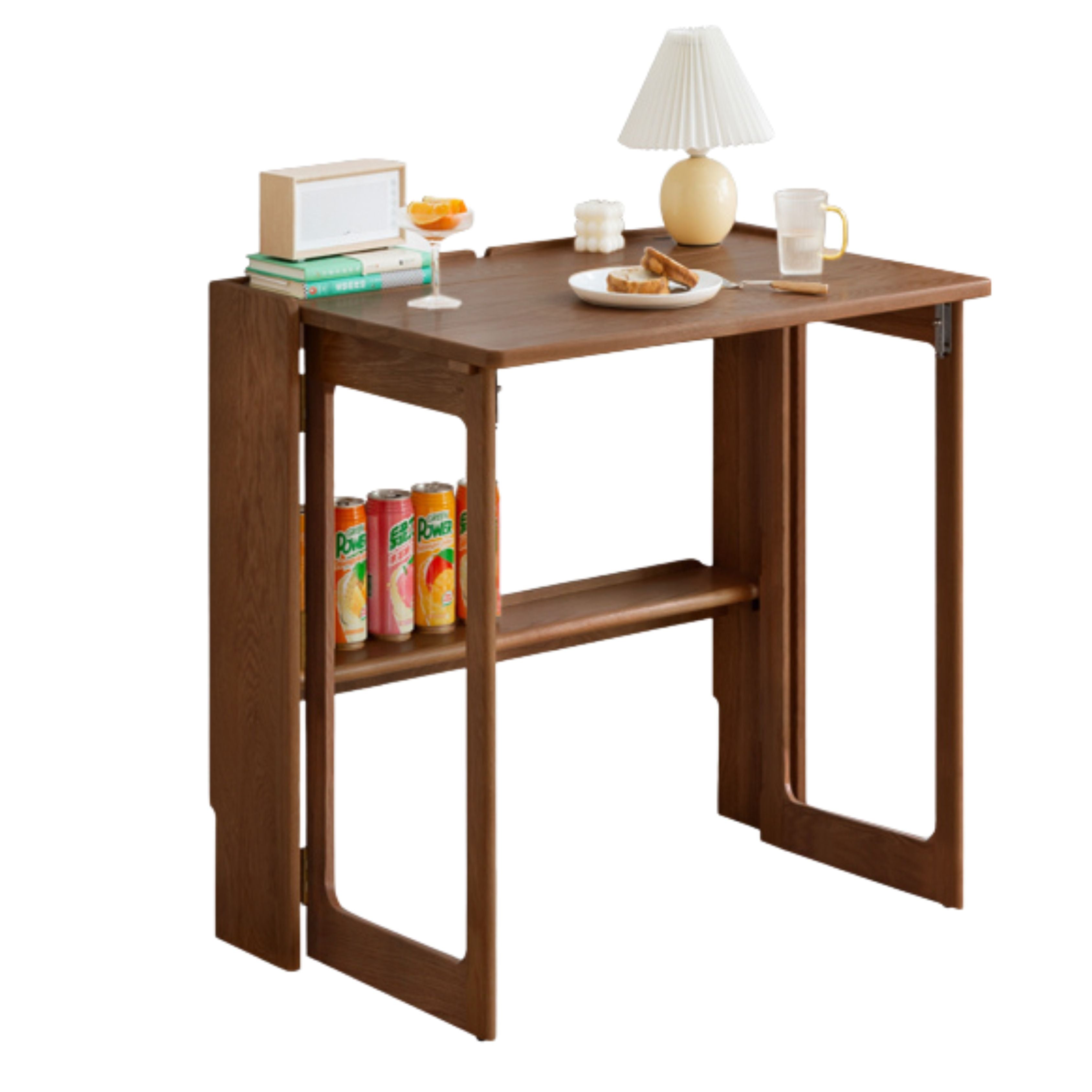Solid Oak Wood Modern Nordic Folding Dining Table - Space-Saving for Small Apartments, Kitchens & Outdoor Use