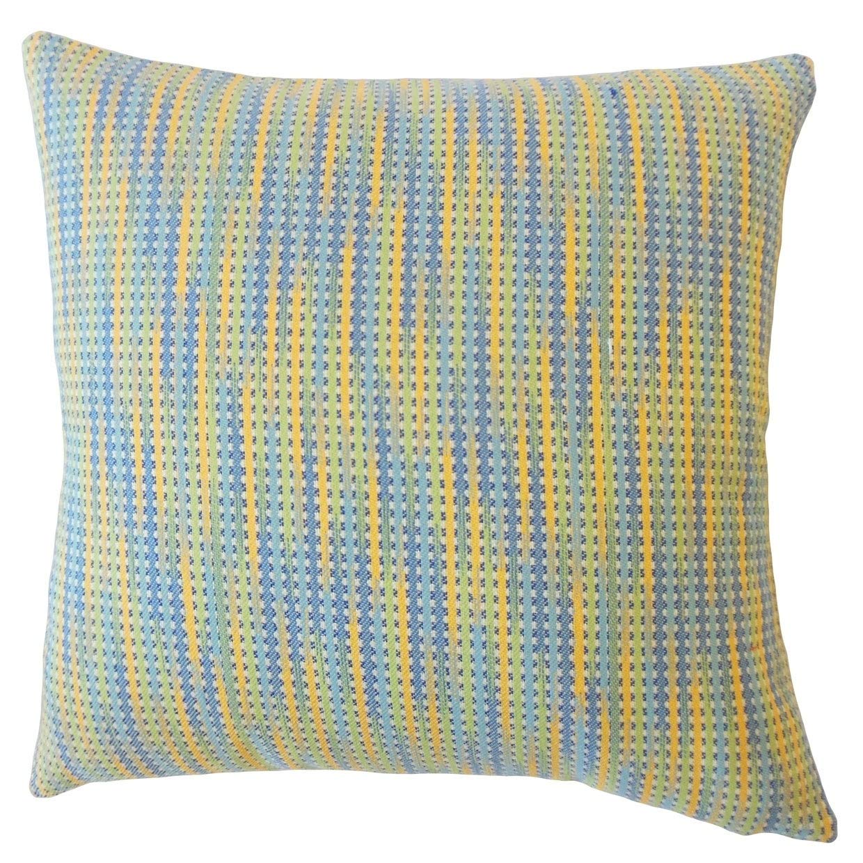 Rhys Striped Decorative Throw Pillow - 22x22 Inches Capri Blue - Soft Down Filled Couch Pillow for Living Room, Bedroom & Outdoor Furniture