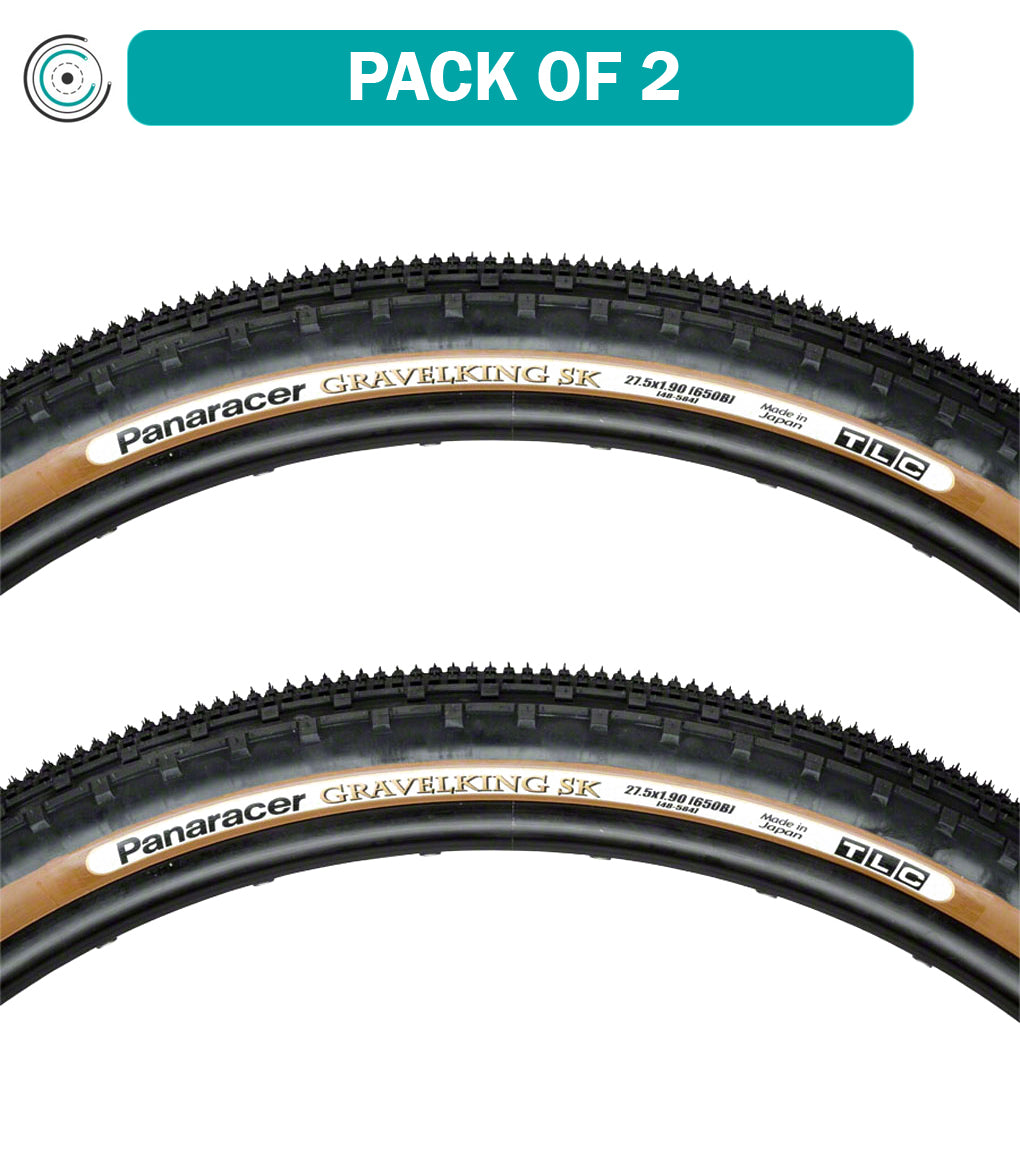 2 Pack Panaracer GravelKing SK Tubeless Ready Folding Bike Tires - 650b x 48mm, Black/Brown | All-Terrain Gravel & Adventure Riding | Perfect for Off-Road Trails, Commuting & Bikepacking