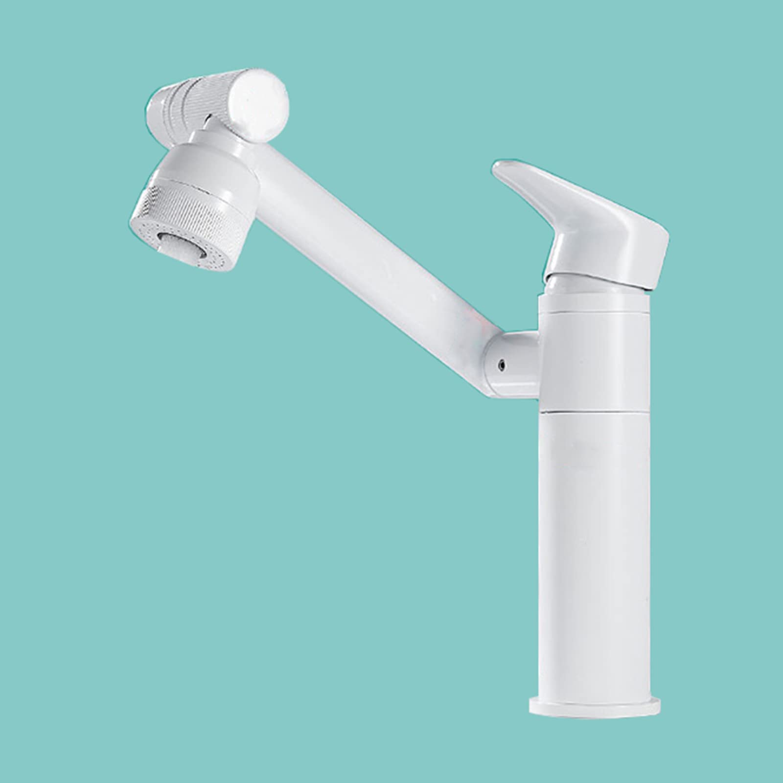 White Single Hole Bathroom Faucet - Brass 360° Rotatable for Sink Basin
