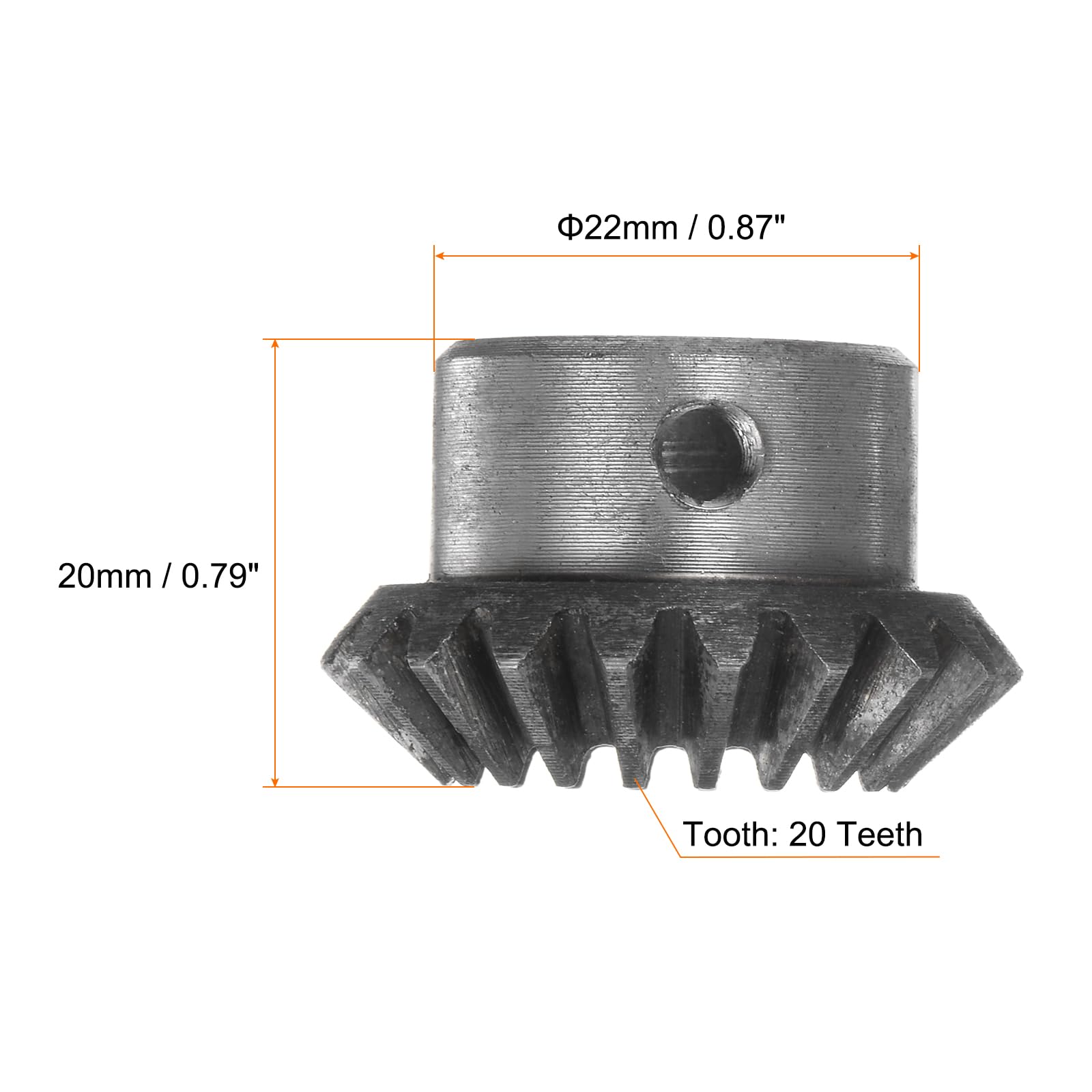 HARFINGTON 2-Pack 1M 20T Bevel Gears - 10mm Shaft Hole, 1:1 Ratio, 90 Degree Angle, 45# Steel Construction - Perfect for Mechanical Hardware, Robotics, and DIY Steering Systems
