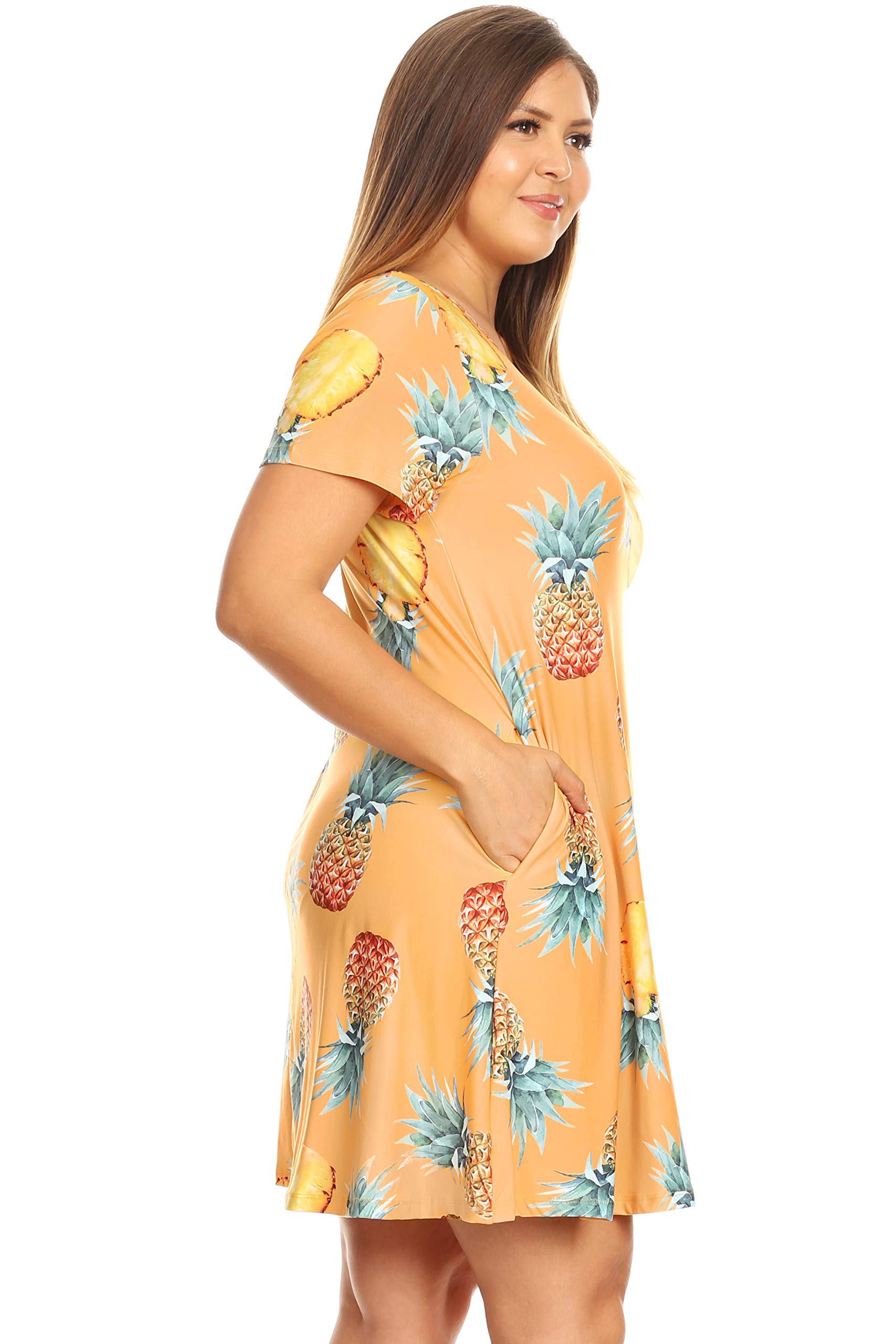 ICONOFLASH Women's Floral Print Casual Summer Dress with Pockets - Short Sleeve Comfortable A-Line Dress for Beach, Vacation & Daily Wear