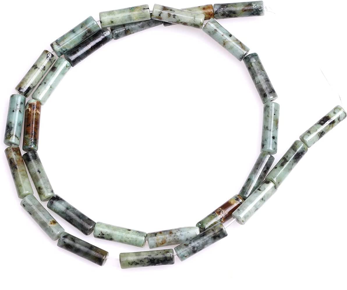 28pcs 4x13mm Natural African Turquoise Beads - Cylinder Tube Loose Gemstones for Jewelry Making, DIY Bracelet & Necklace | Handmade Craft Supplies, Boho Style Accessories