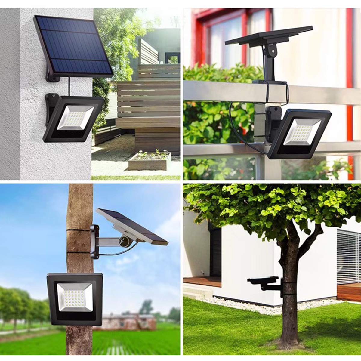 Solar Powered Outdoor Lights - 350° Adjustable Bright White IP65 Waterproof Solar Security Flood Lights with Auto Dusk to Dawn Sensor - Perfect for Barn, Garden, Garage, Pathway, Yard, Patio, Lawn & Balcony Lighting