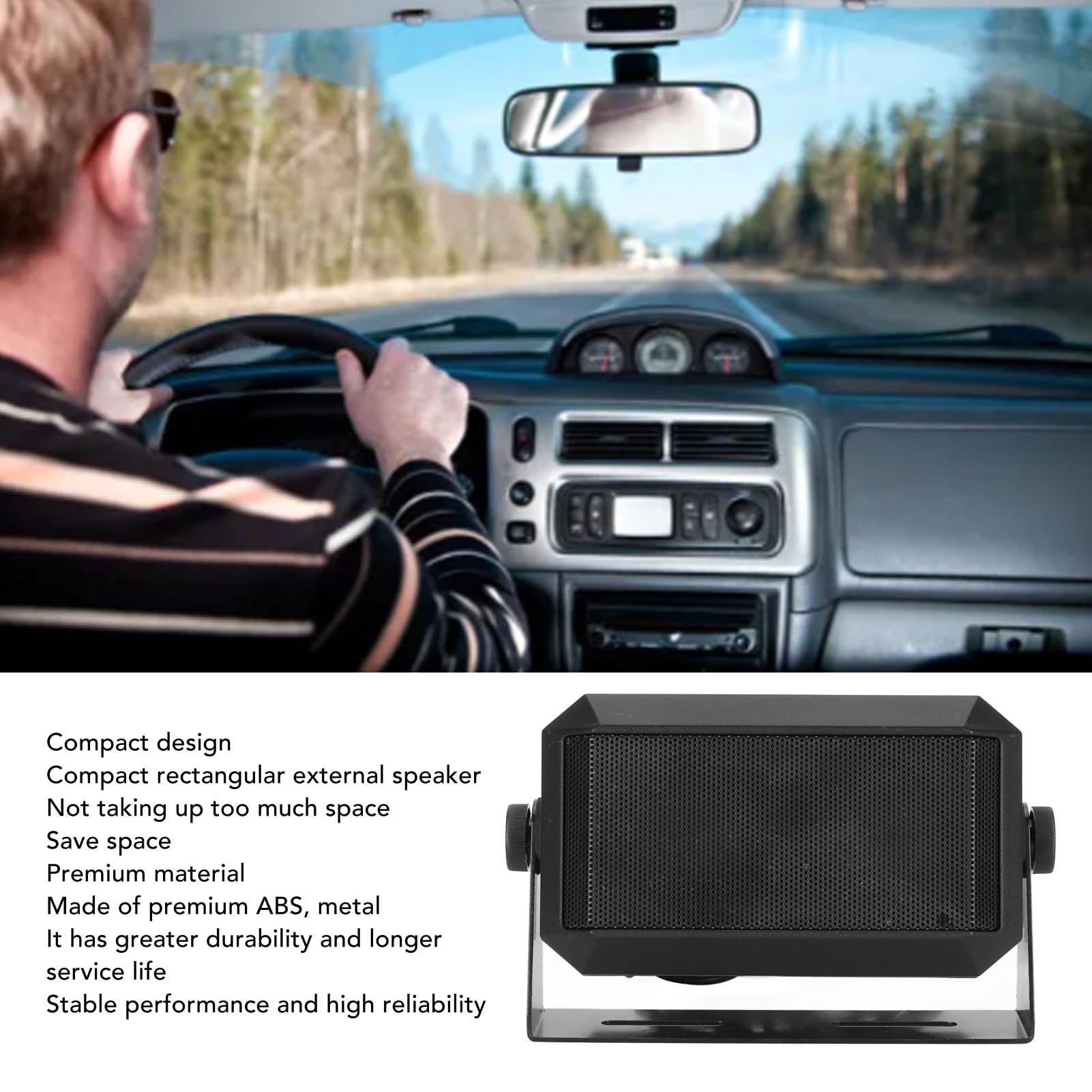 ASHATA 5W External Speaker with 3.5mm Plug - Professional CB & Ham Radio Speaker for Car, Mobile Transceiver, TYT MD 9600, TH 9800 - Ideal for Clear Communication in Vehicles & Radio Stations