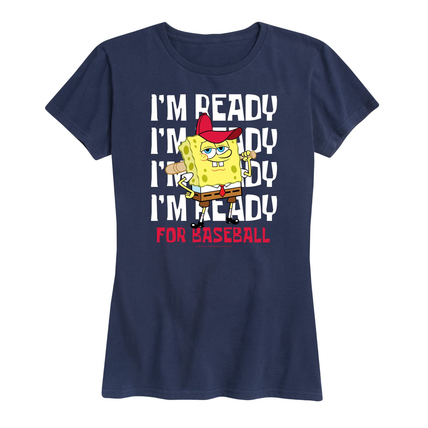 Spongebob Squarepants Baseball Graphic T-Shirt for Women - Soft Short Sleeve Casual Tee - Perfect for Game Day, Cosplay & Everyday Wear