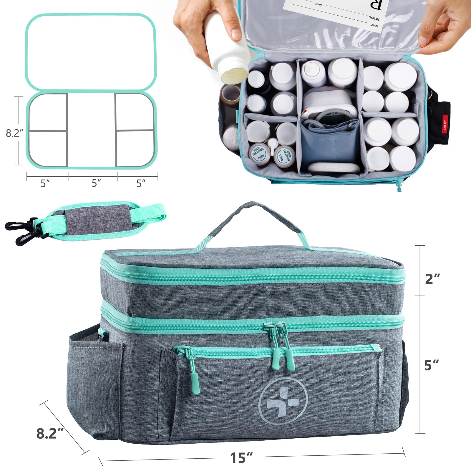 BAGSFY Travel Medicine Organizer Bag - Large Empty Medical Pouch for Pills, First Aid Supplies & Emergency Kits - Portable Medication Storage for Home, Car, Camping & Travel Essentials