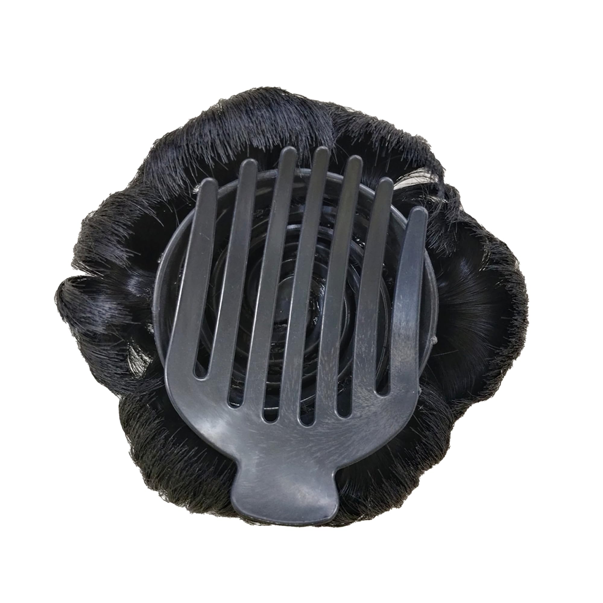 Flushia Women's Hair Bun Clip with Artificial Synthetic Hair Extension - Natural Black Medium | Perfect for Updos, Ponytails & Everyday Hairstyles