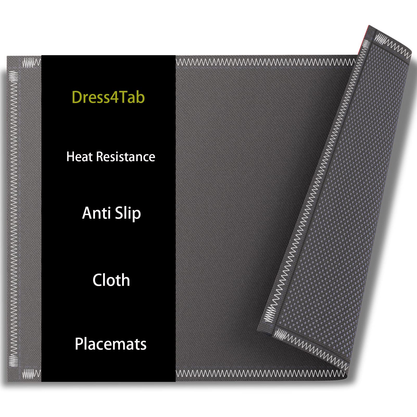 4 Pack Heat Resistant Non-Slip Boho Hemstitch Placemats - Gray Dining Table Mats, Washable Kitchen Countertop Protectors & Coffee Maker Mats for Home, Restaurant, and Office Use