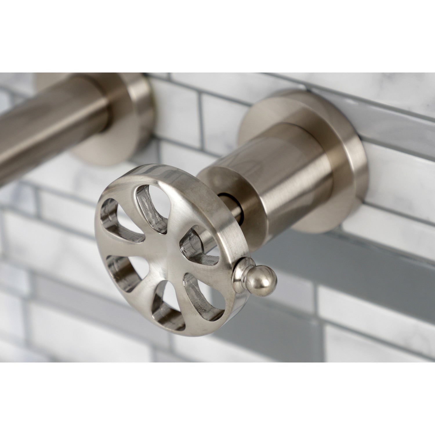 Belknap KS8028RX Brushed Nickel Roman Tub Faucet - 3 Hole Wall Mount Two Handle Bathroom Faucet for Luxury Soaking Tubs & Spa Retreats