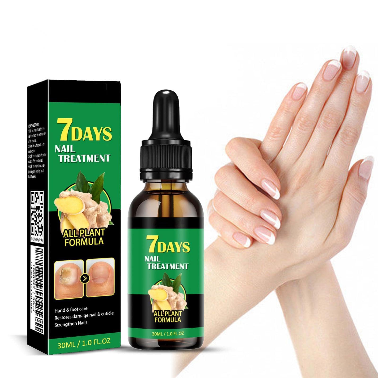 7 Days Nail Fungus Treatment - Ginger & Turmeric Nail Repair Serum for Damaged, Brittle & Peeling Nails | Fast Absorbing, Non-Greasy Cuticle Oil | Hydrating Nail Care Solution for Fungal Infections & Healthy Nails | Perfect for Daily Use at Home or Salon