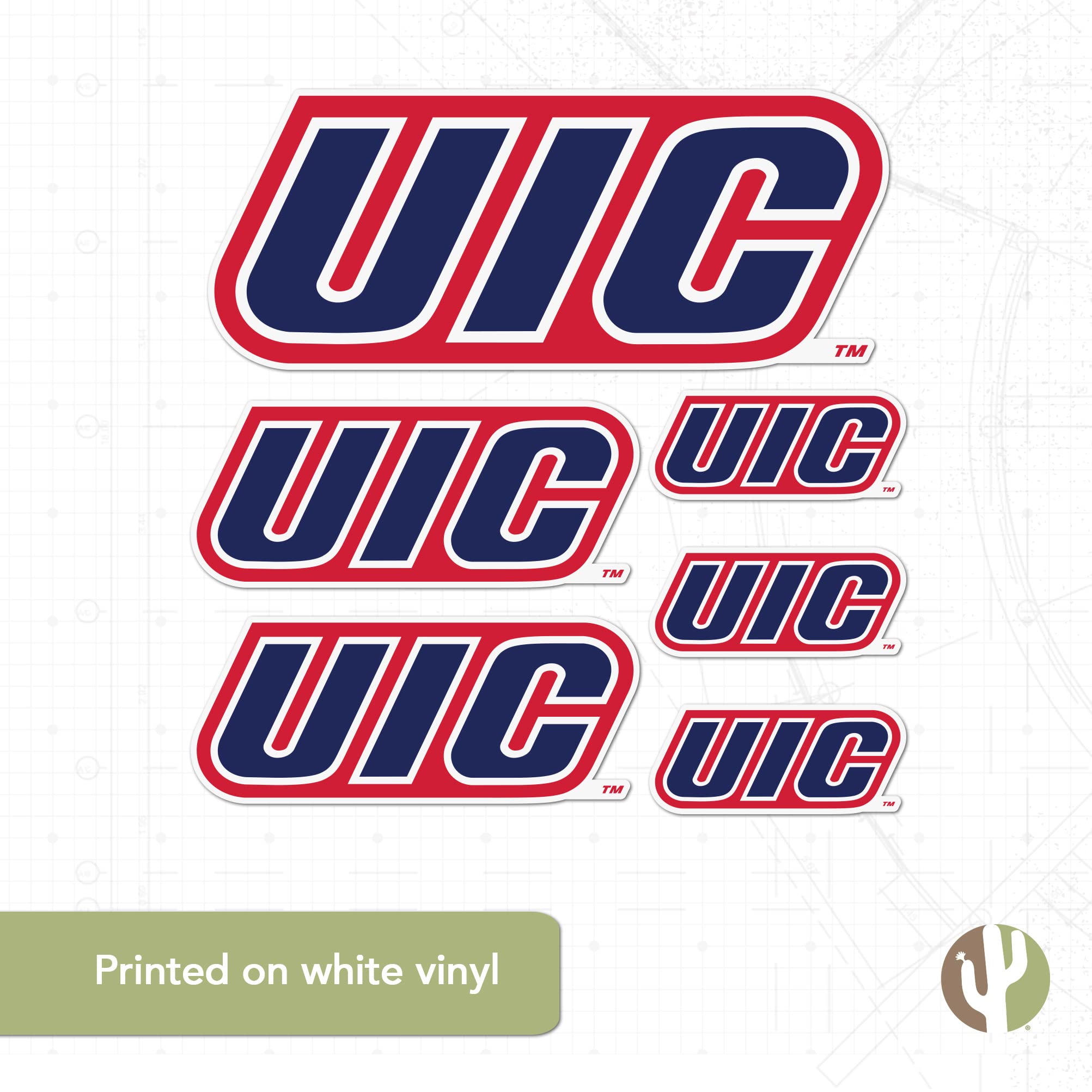 University of Illinois at Chicago UIC Cactus Sticker Flames Vinyl Decals - Waterproof Laptop, Water Bottle, Car, Scrapbook Decoration - Perfect for College Dorm, School Supplies, and Fan Gifts